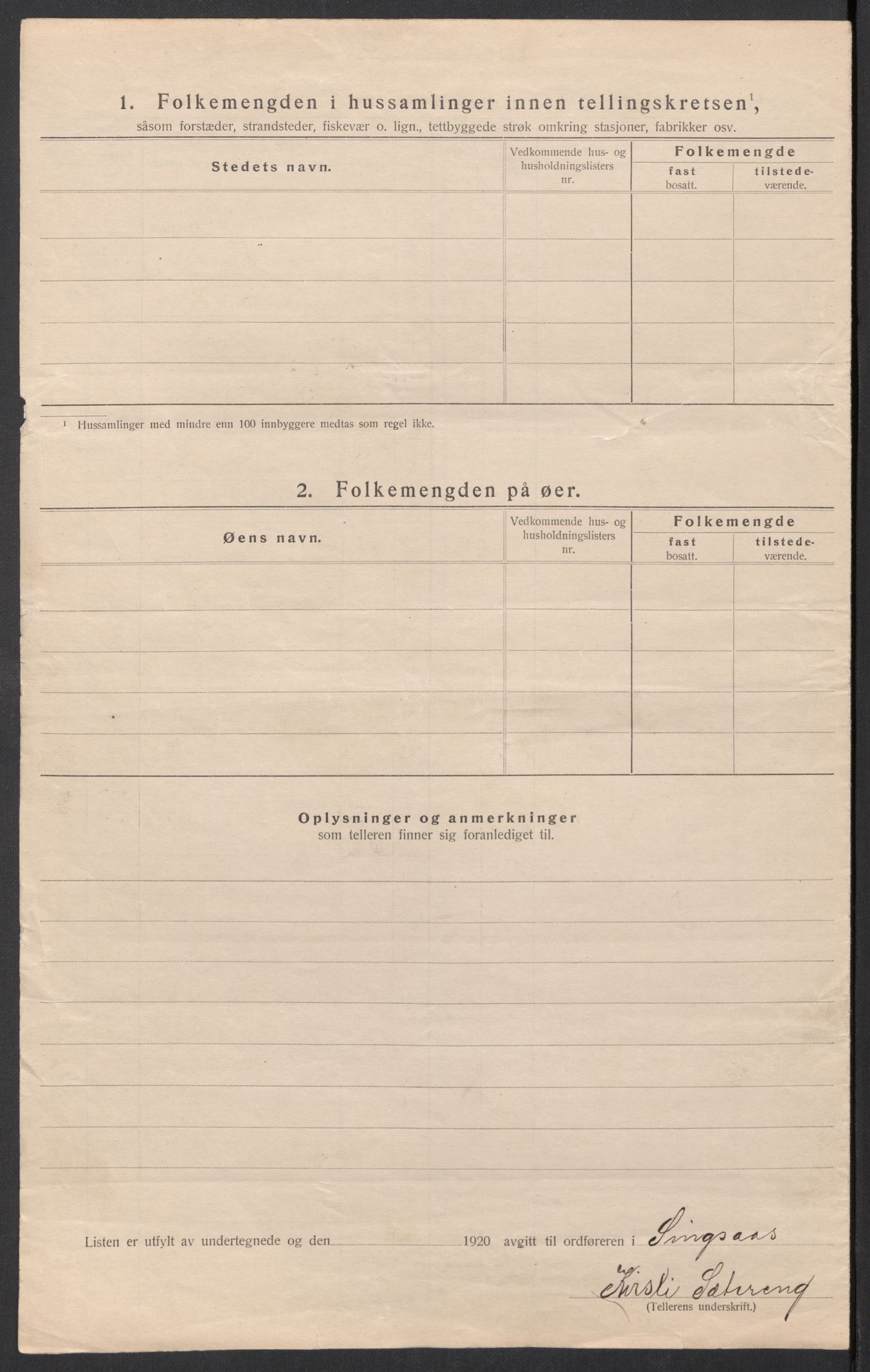 SAT, 1920 census for Singsås, 1920, p. 26