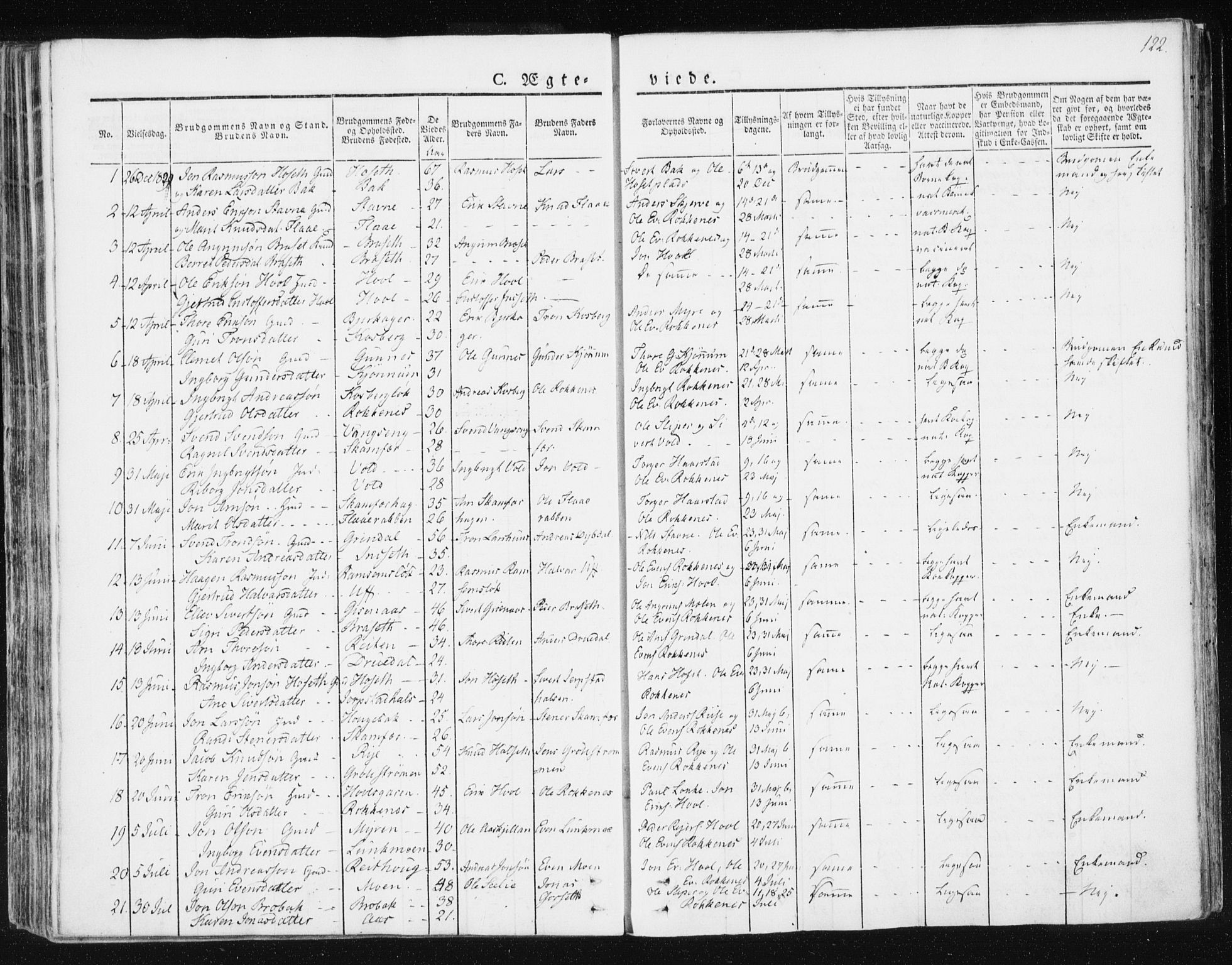 Ministerialprotokoller, klokkerbøker og fødselsregistre - Sør-Trøndelag, SAT/A-1456/674/L0869: Parish register (official) no. 674A01, 1829-1860, p. 122
