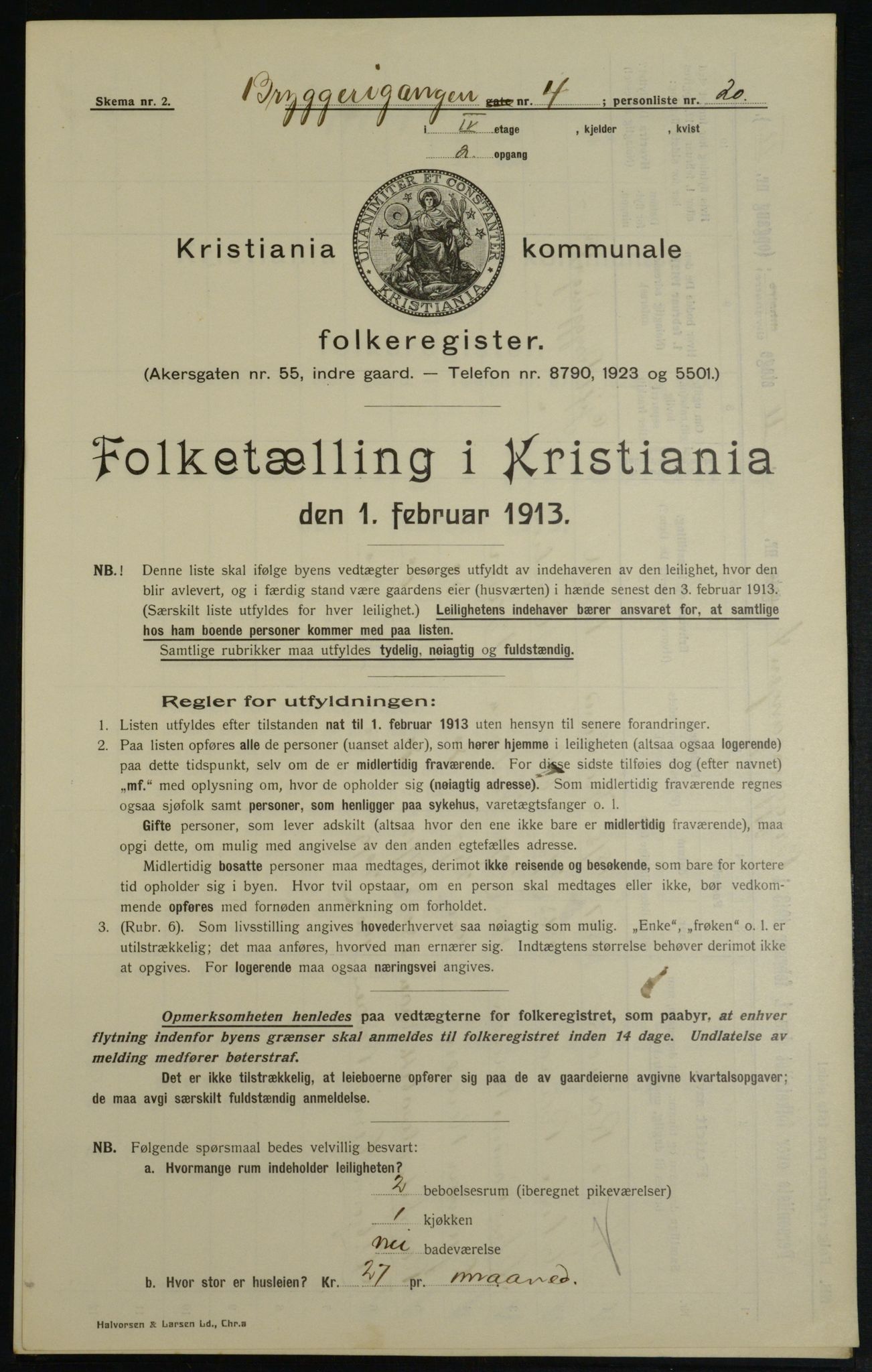 OBA, Municipal Census 1913 for Kristiania, 1913, p. 10156