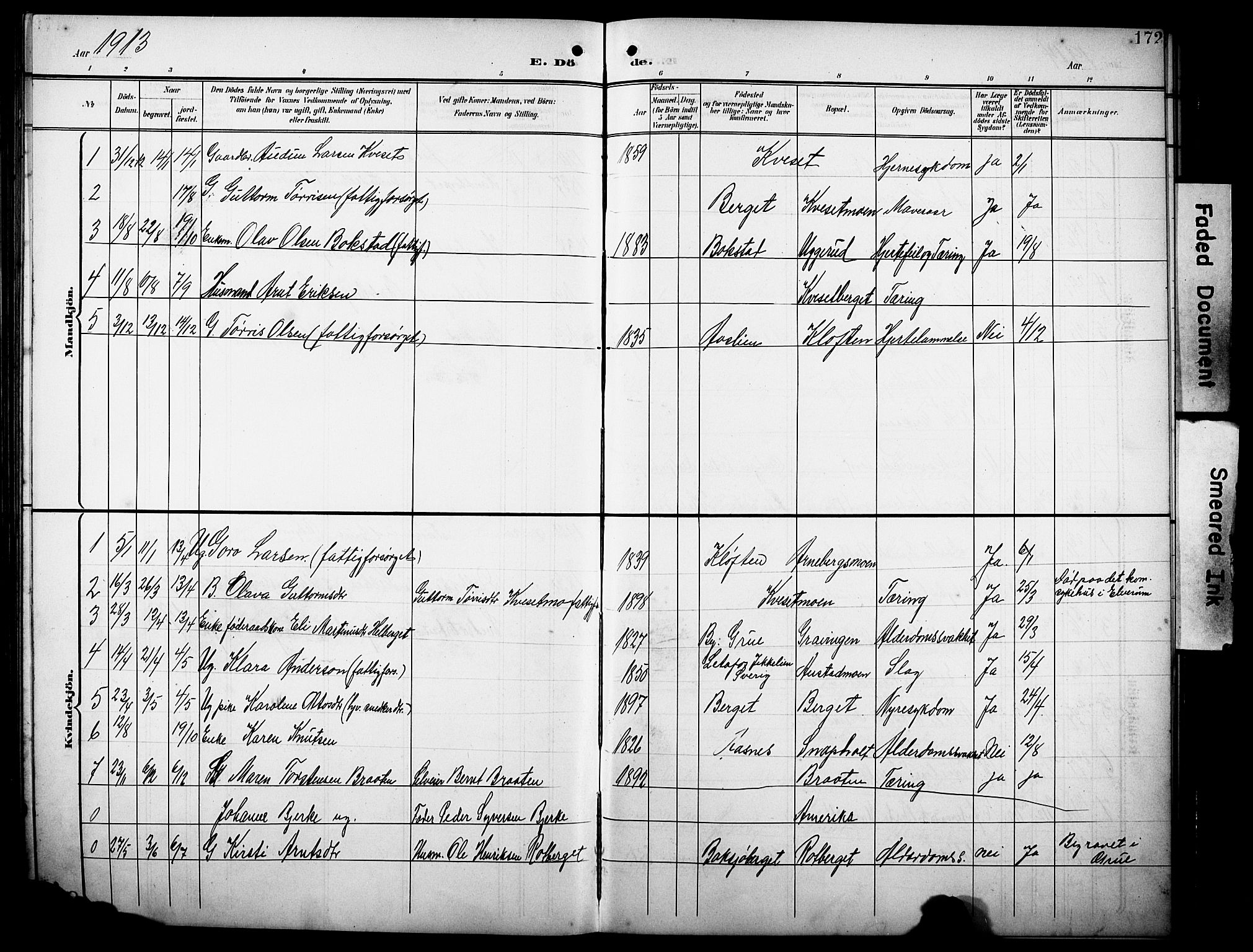 Hof prestekontor, SAH/PREST-038/H/Ha/Hab/L0005: Parish register (copy) no. 5, 1899-1916, p. 172