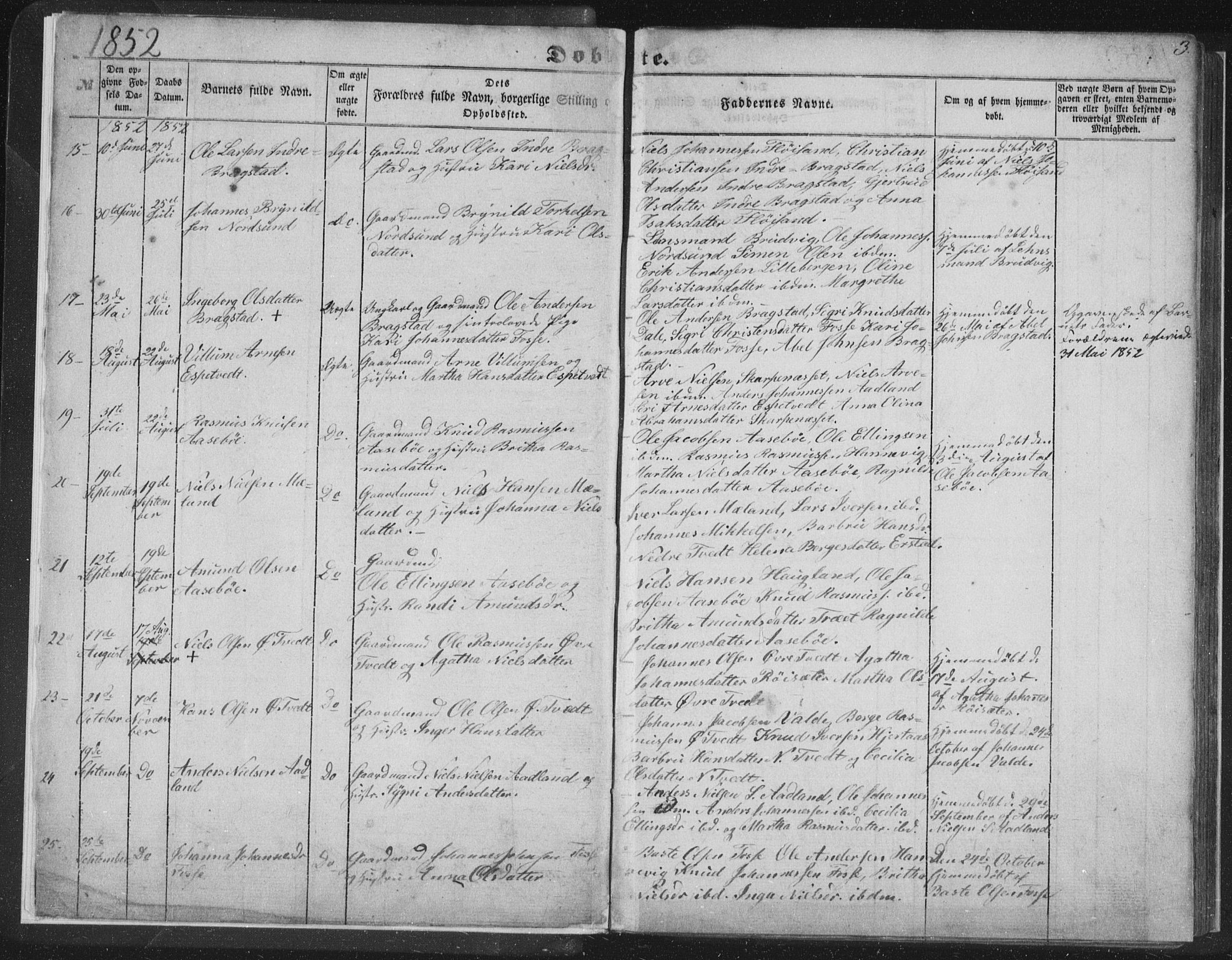 Alversund Sokneprestembete, SAB/A-73901/H/Ha/Hab: Parish register (copy) no. C 1, 1851-1866, p. 3