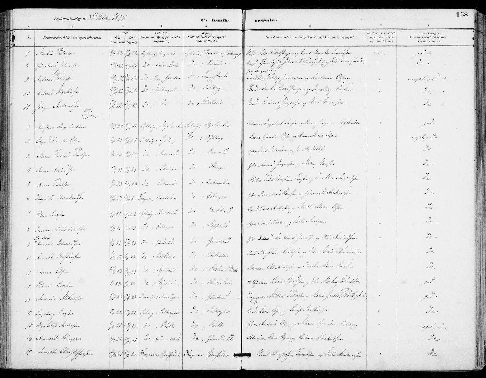 Sylling kirkebøker, AV/SAKO-A-247/F/Fa/L0001: Parish register (official) no. 1, 1883-1910, p. 158