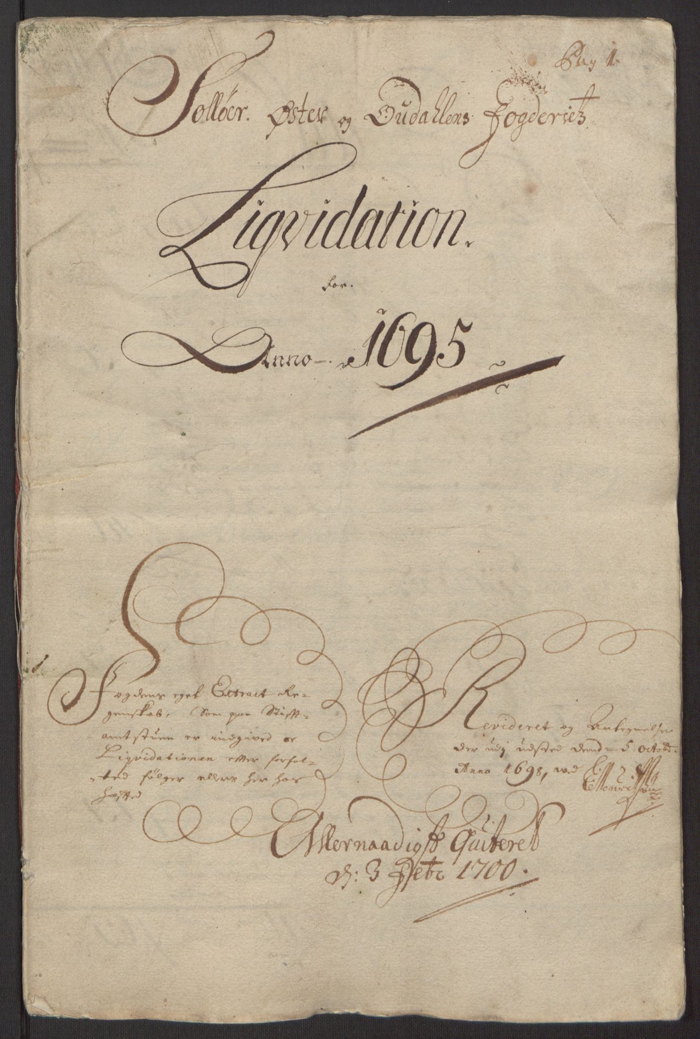 Rentekammeret inntil 1814, Reviderte regnskaper, Fogderegnskap, RA/EA-4092/R13/L0833: Fogderegnskap Solør, Odal og Østerdal, 1695, p. 9