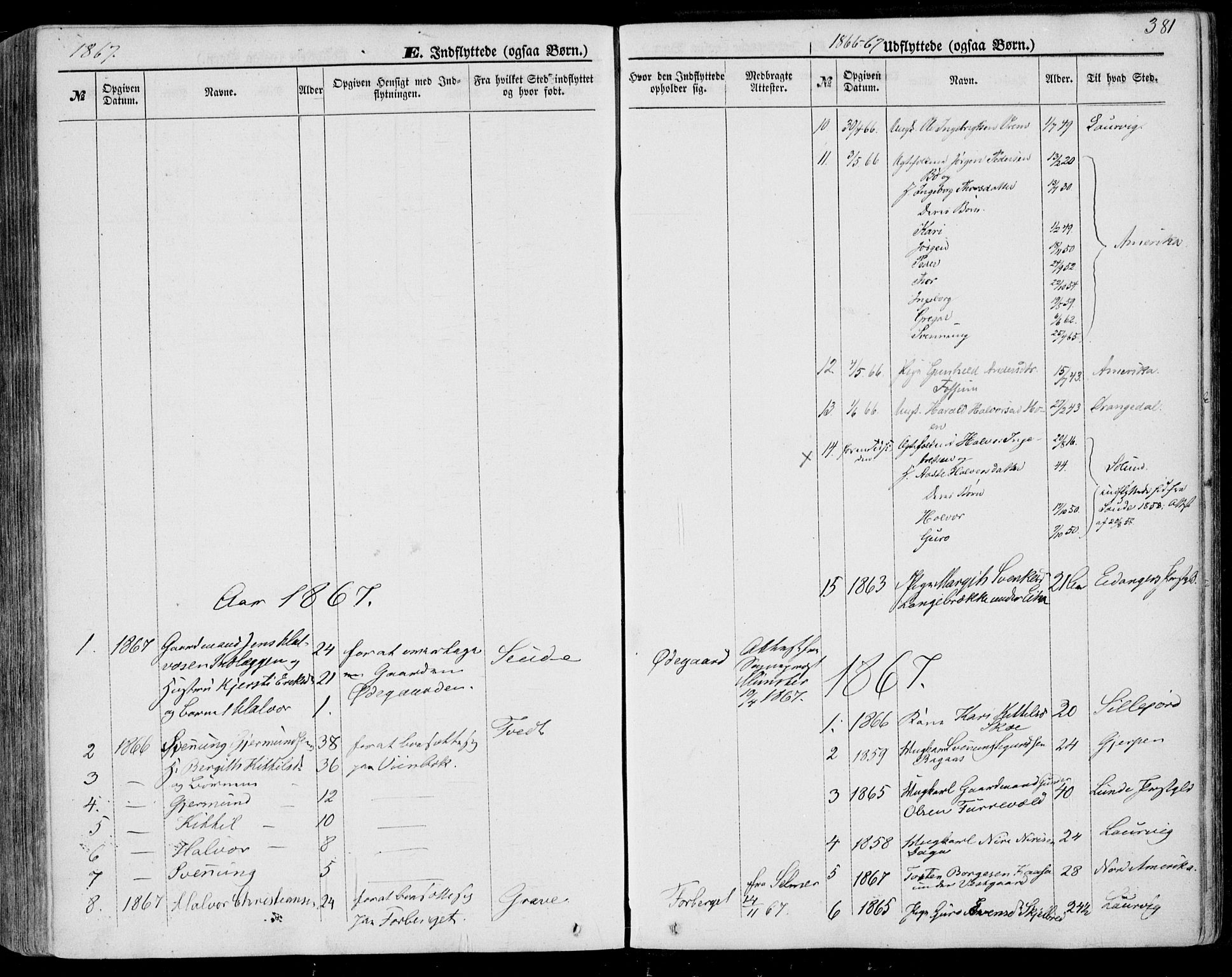 Bø kirkebøker, AV/SAKO-A-257/F/Fa/L0009: Parish register (official) no. 9, 1862-1879, p. 381