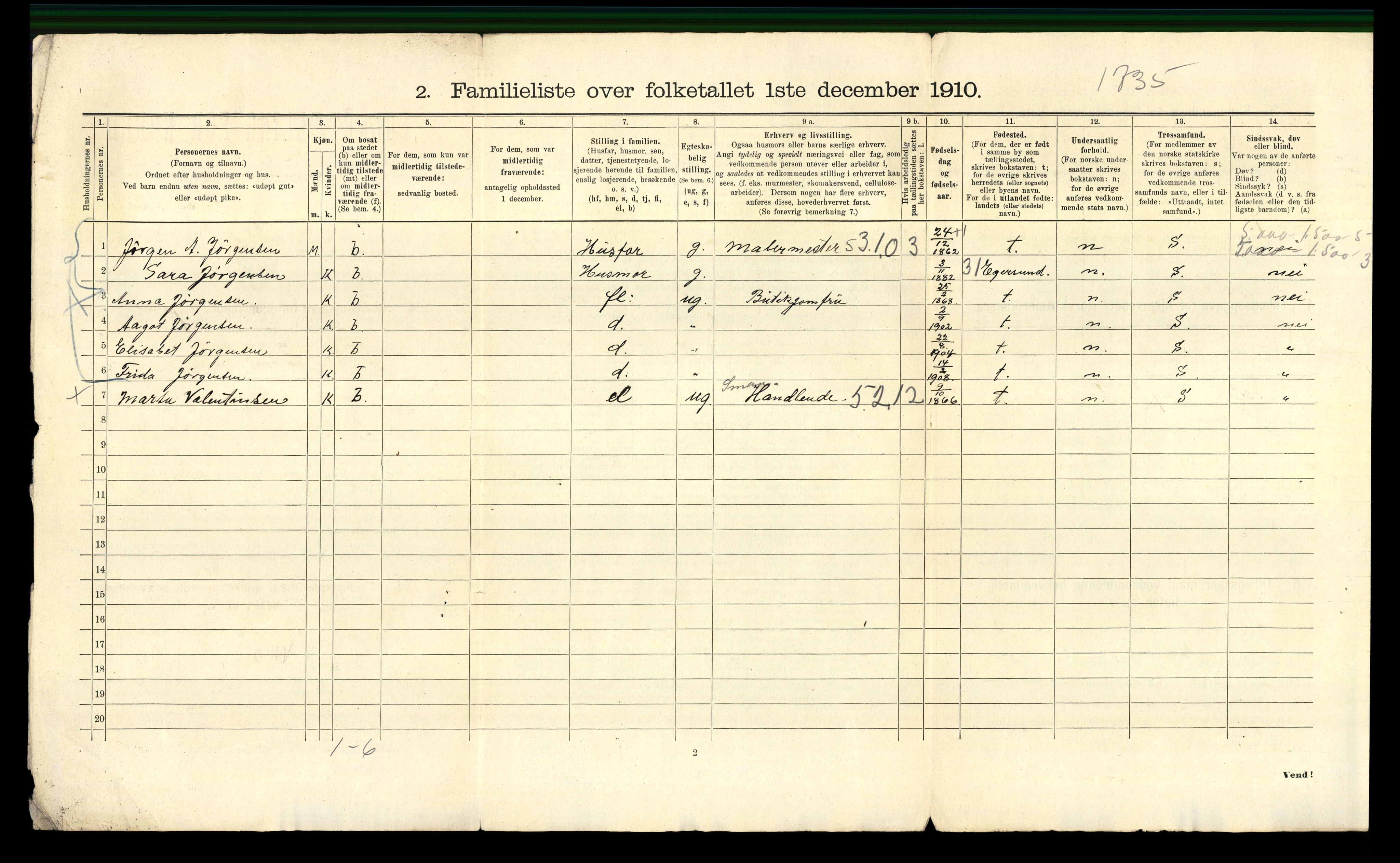 RA, 1910 census for Bergen, 1910, p. 45520