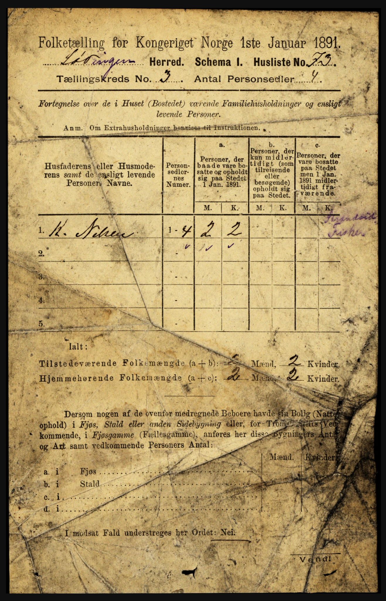 RA, 1891 census for 1851 Lødingen, 1891, p. 1369