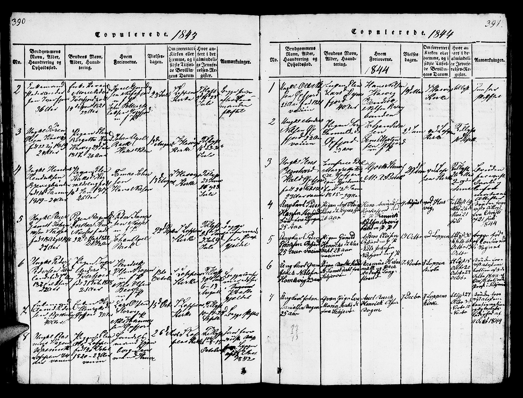 Loppa sokneprestkontor, SATØ/S-1339/H/Hb/L0001klokker: Parish register (copy) no. 1, 1820-1849, p. 390-391