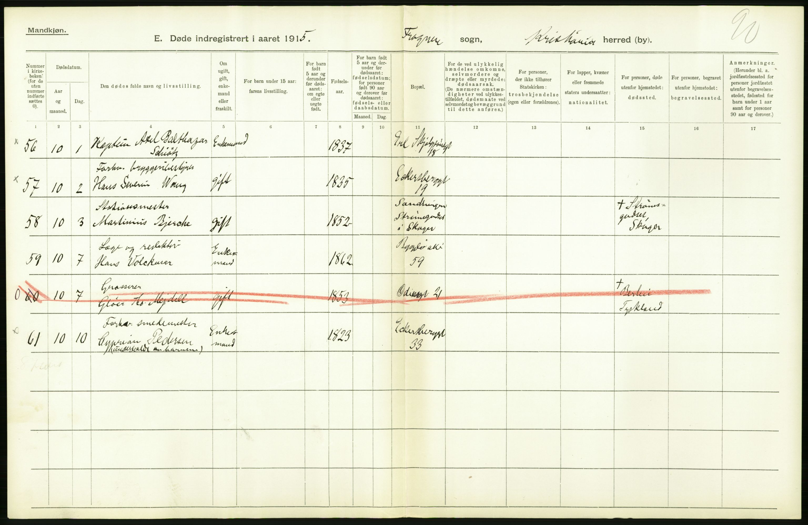 Statistisk sentralbyrå, Sosiodemografiske emner, Befolkning, AV/RA-S-2228/D/Df/Dfb/Dfbe/L0009: Kristiania: Døde., 1915, p. 476