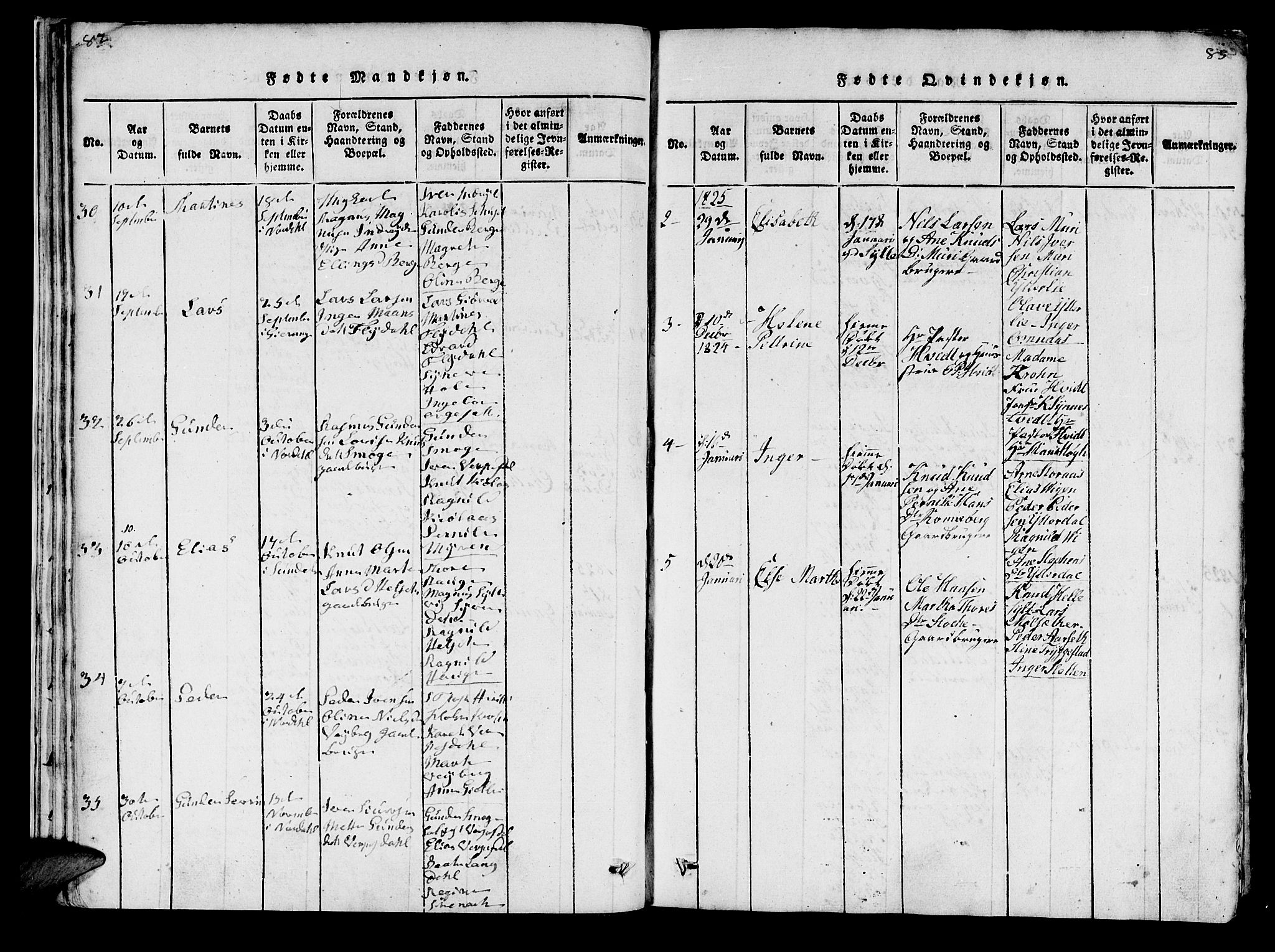 Ministerialprotokoller, klokkerbøker og fødselsregistre - Møre og Romsdal, SAT/A-1454/519/L0246: Parish register (official) no. 519A05, 1817-1834, p. 82-83