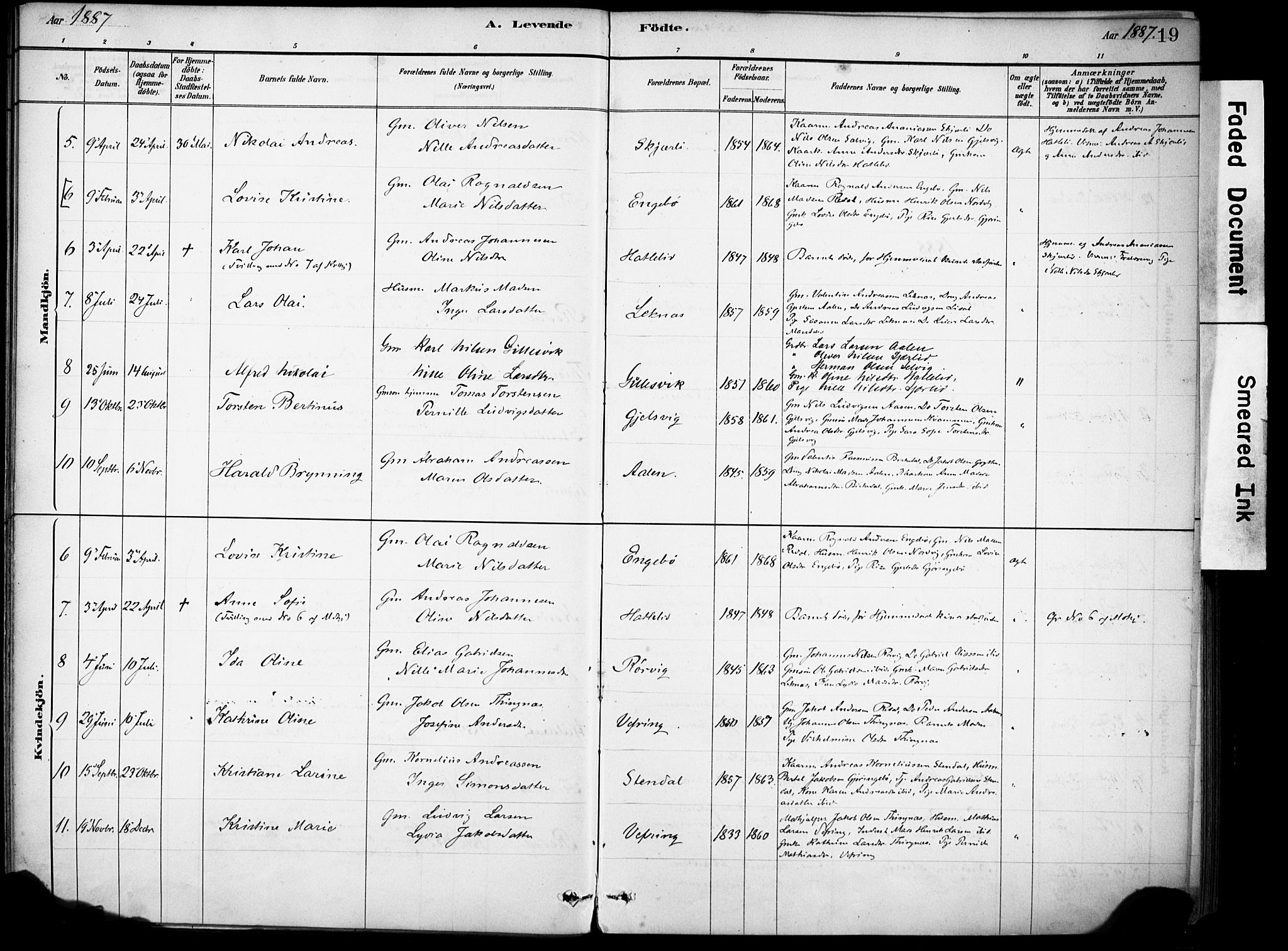 Førde sokneprestembete, AV/SAB-A-79901/H/Haa/Haae/L0001: Parish register (official) no. E 1, 1881-1911, p. 19