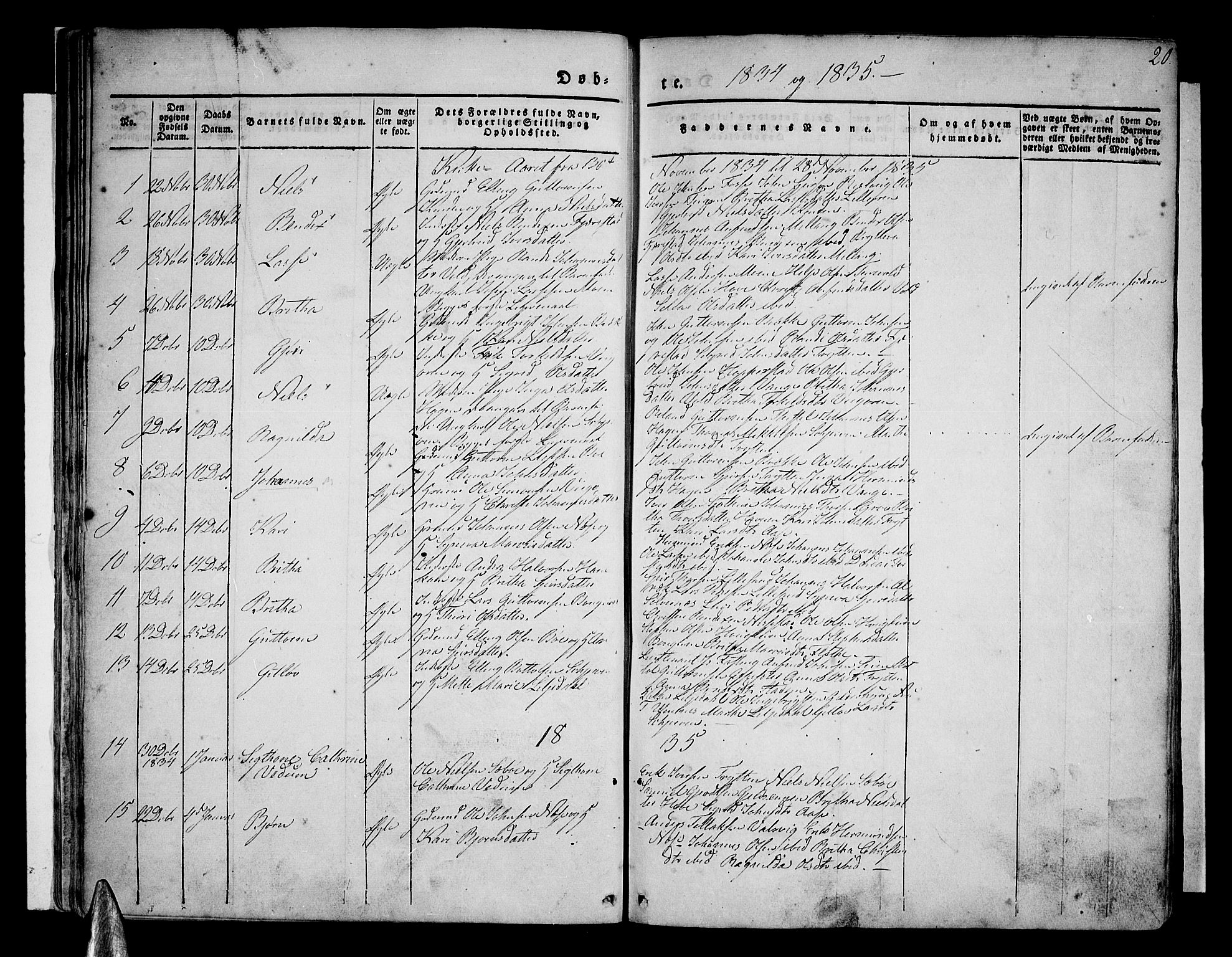 Vik sokneprestembete, AV/SAB-A-81501/H/Haa/Haaa/L0007: Parish register (official) no. A 7, 1831-1845, p. 20