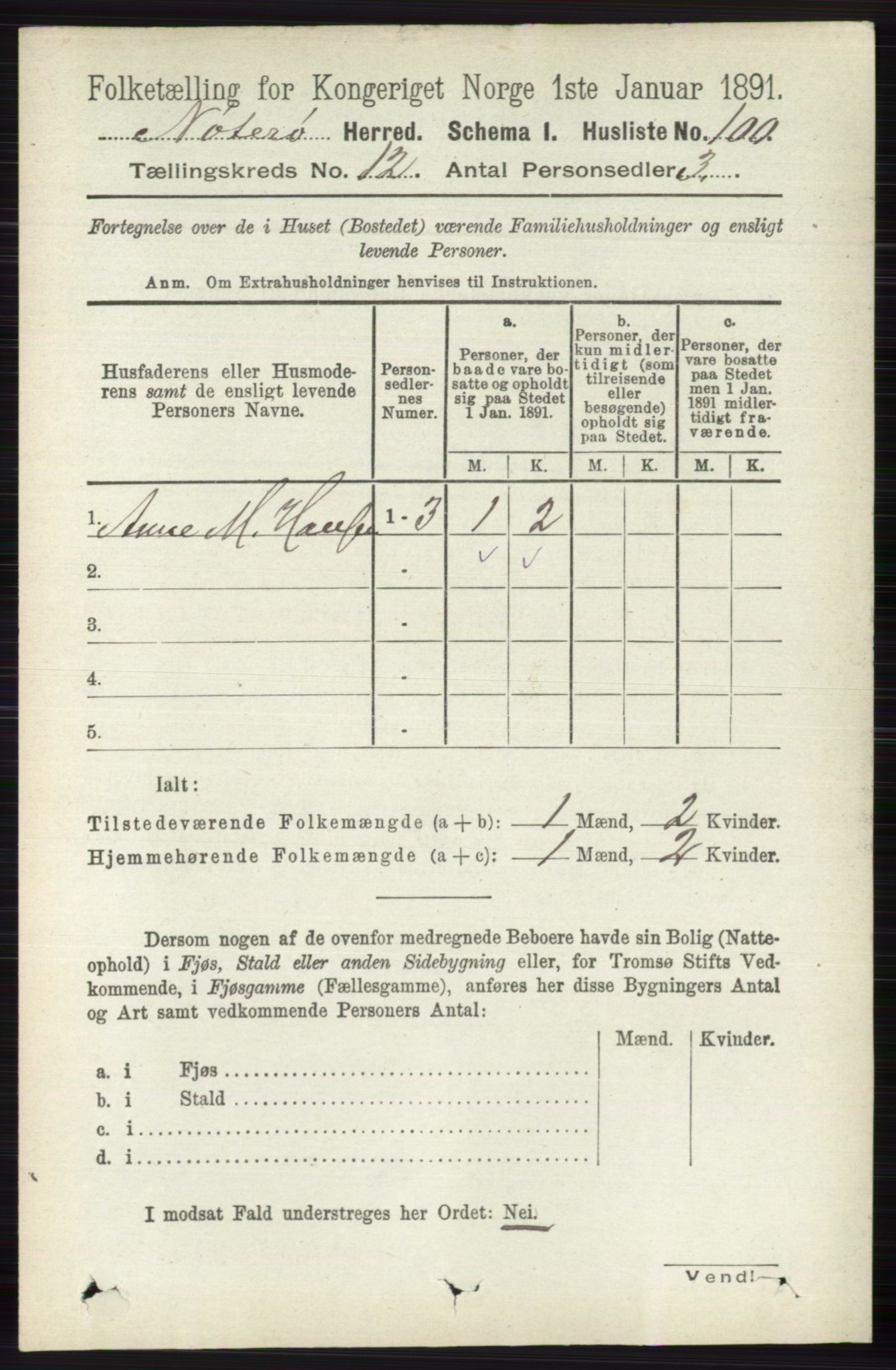 RA, 1891 census for 0722 Nøtterøy, 1891, p. 6377