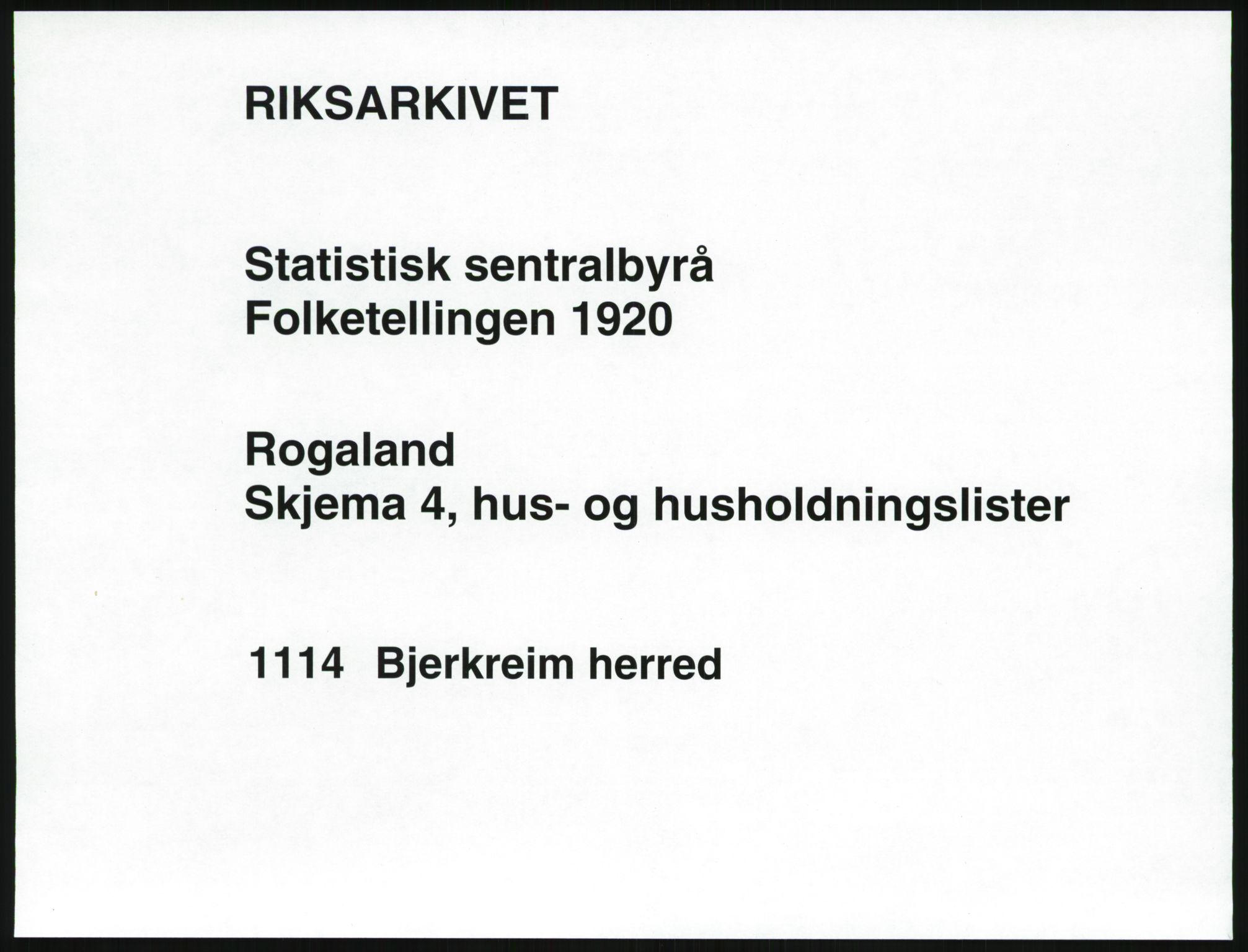 SAST, 1920 census for Bjerkreim, 1920, p. 40