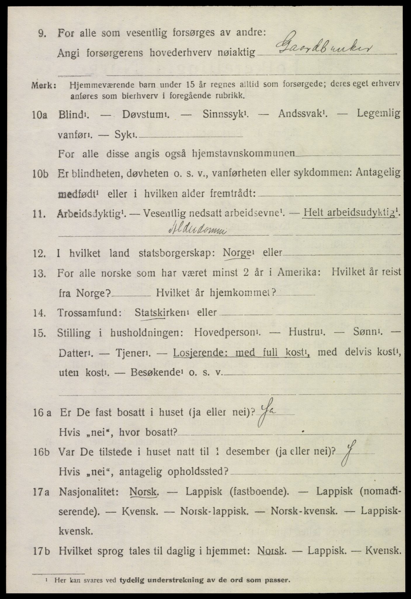 SAT, 1920 census for Sandvollan, 1920, p. 1102