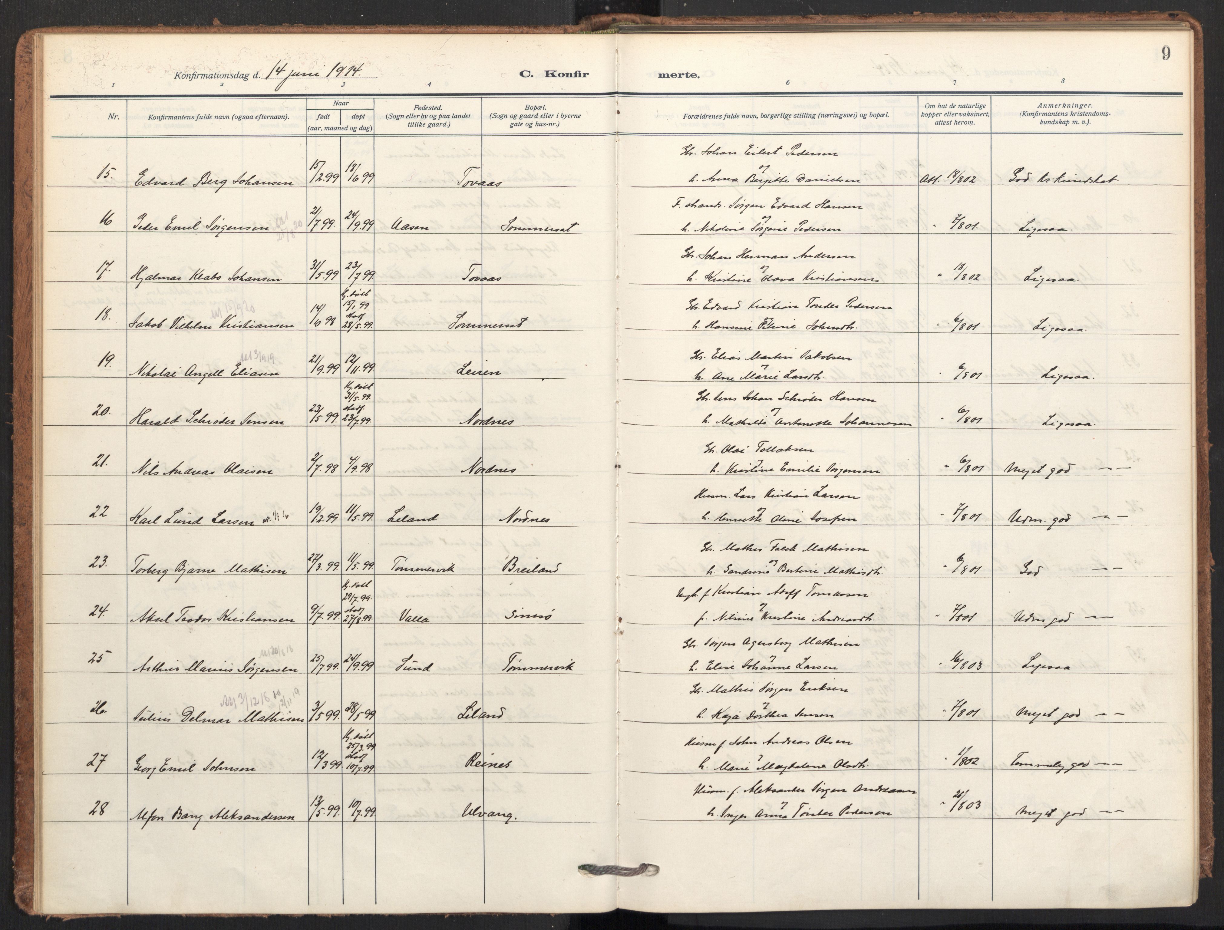 Ministerialprotokoller, klokkerbøker og fødselsregistre - Nordland, AV/SAT-A-1459/831/L0473: Parish register (official) no. 831A04, 1909-1934, p. 9