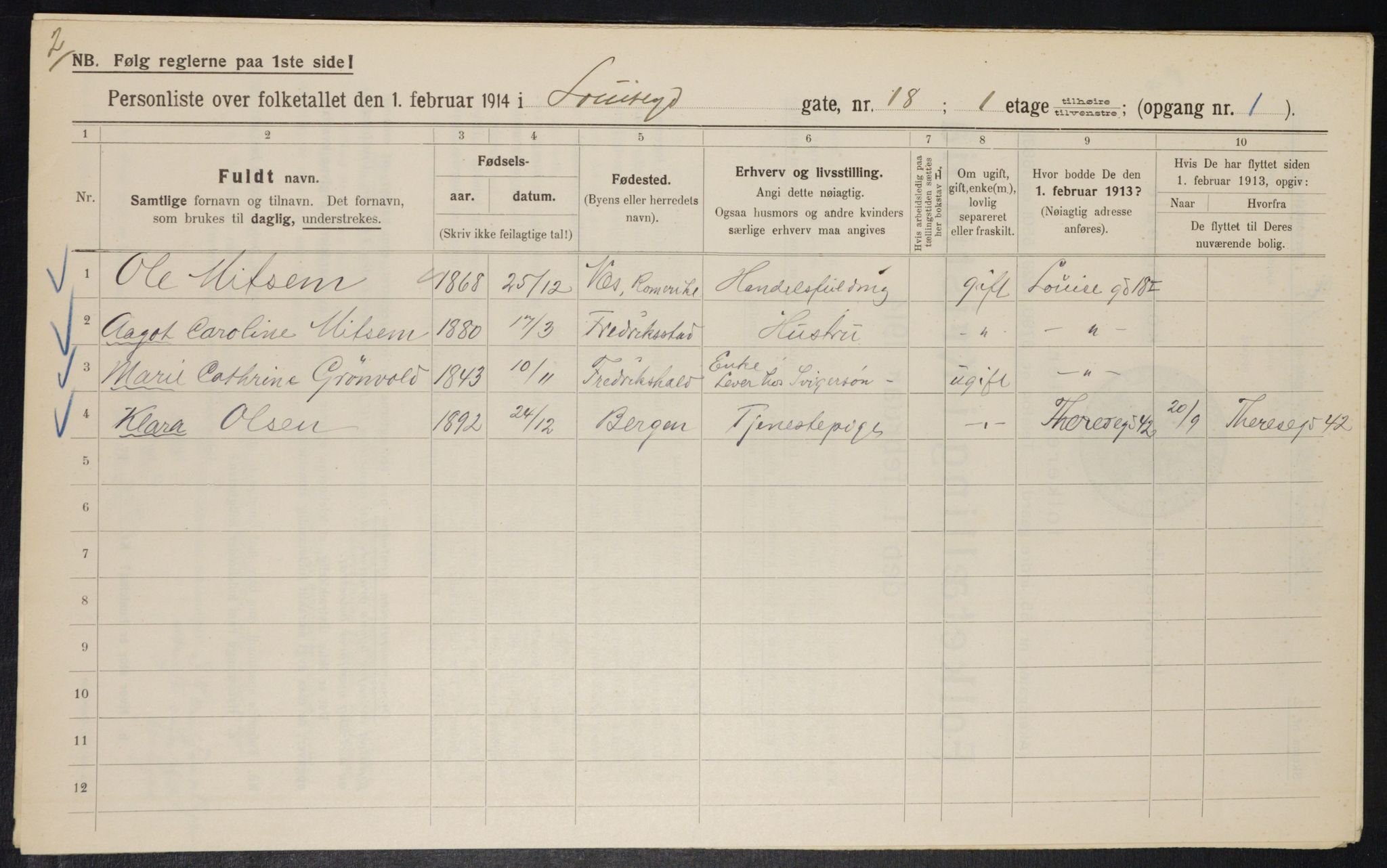 OBA, Municipal Census 1914 for Kristiania, 1914, p. 58325