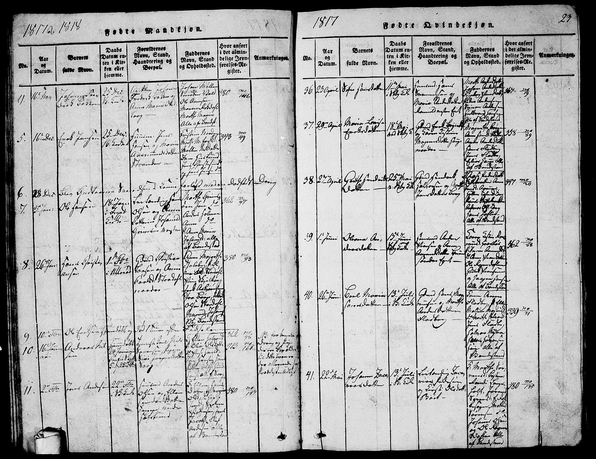 Skjeberg prestekontor Kirkebøker, SAO/A-10923/G/Ga/L0001: Parish register (copy) no. I 1, 1815-1830, p. 23