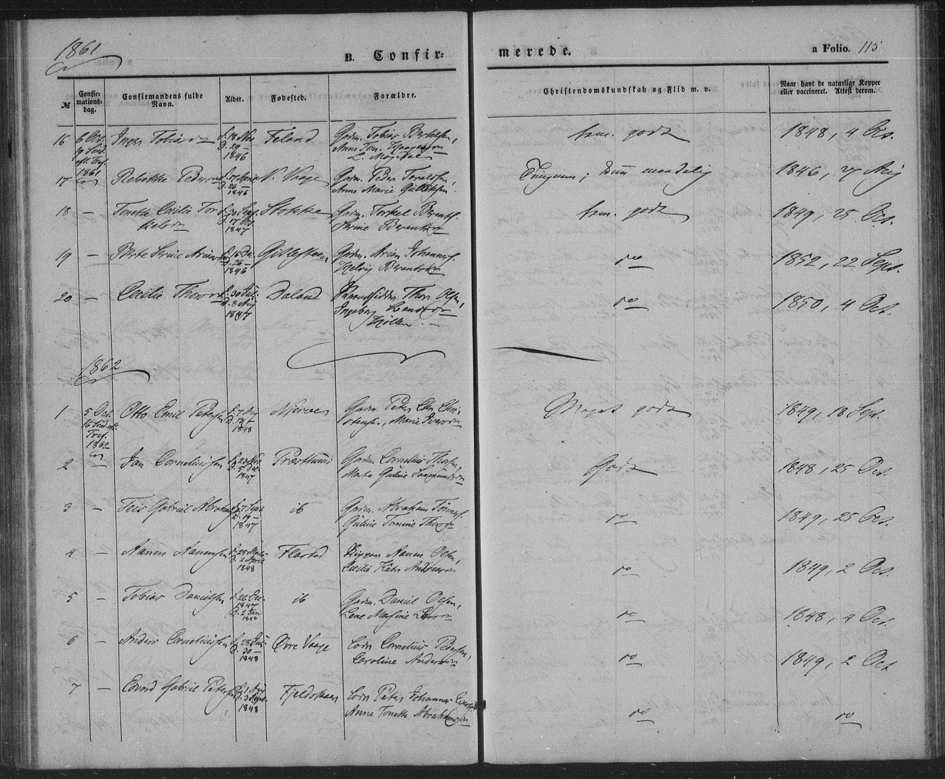 Sør-Audnedal sokneprestkontor, AV/SAK-1111-0039/F/Fa/Faa/L0002: Parish register (official) no. A 2, 1848-1867, p. 115