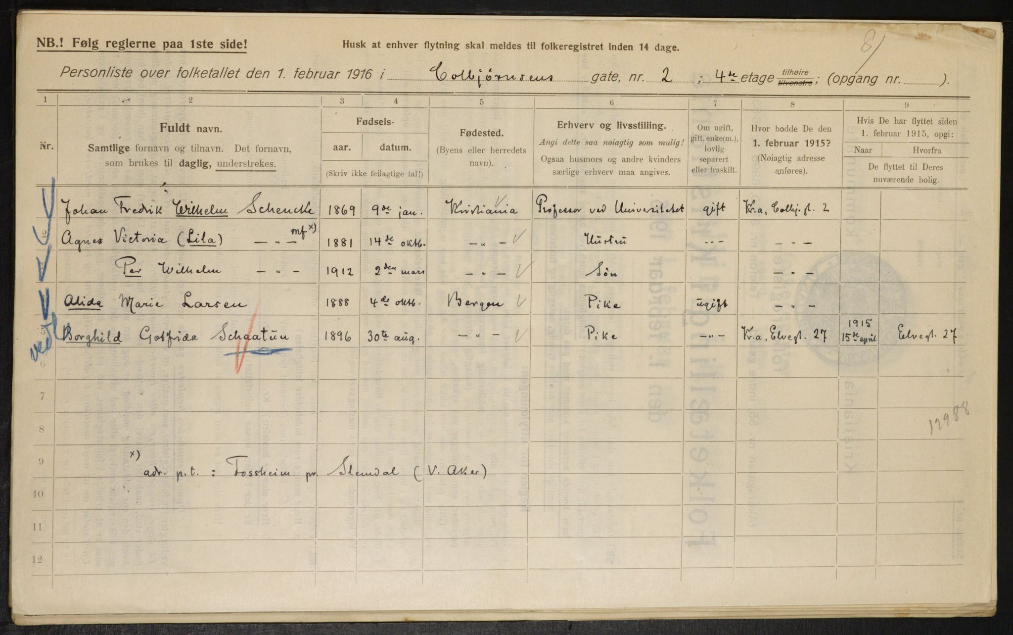 OBA, Municipal Census 1916 for Kristiania, 1916, p. 12948