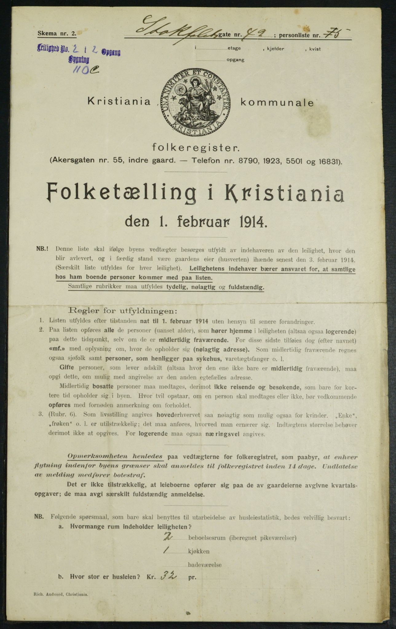 OBA, Municipal Census 1914 for Kristiania, 1914, p. 49451