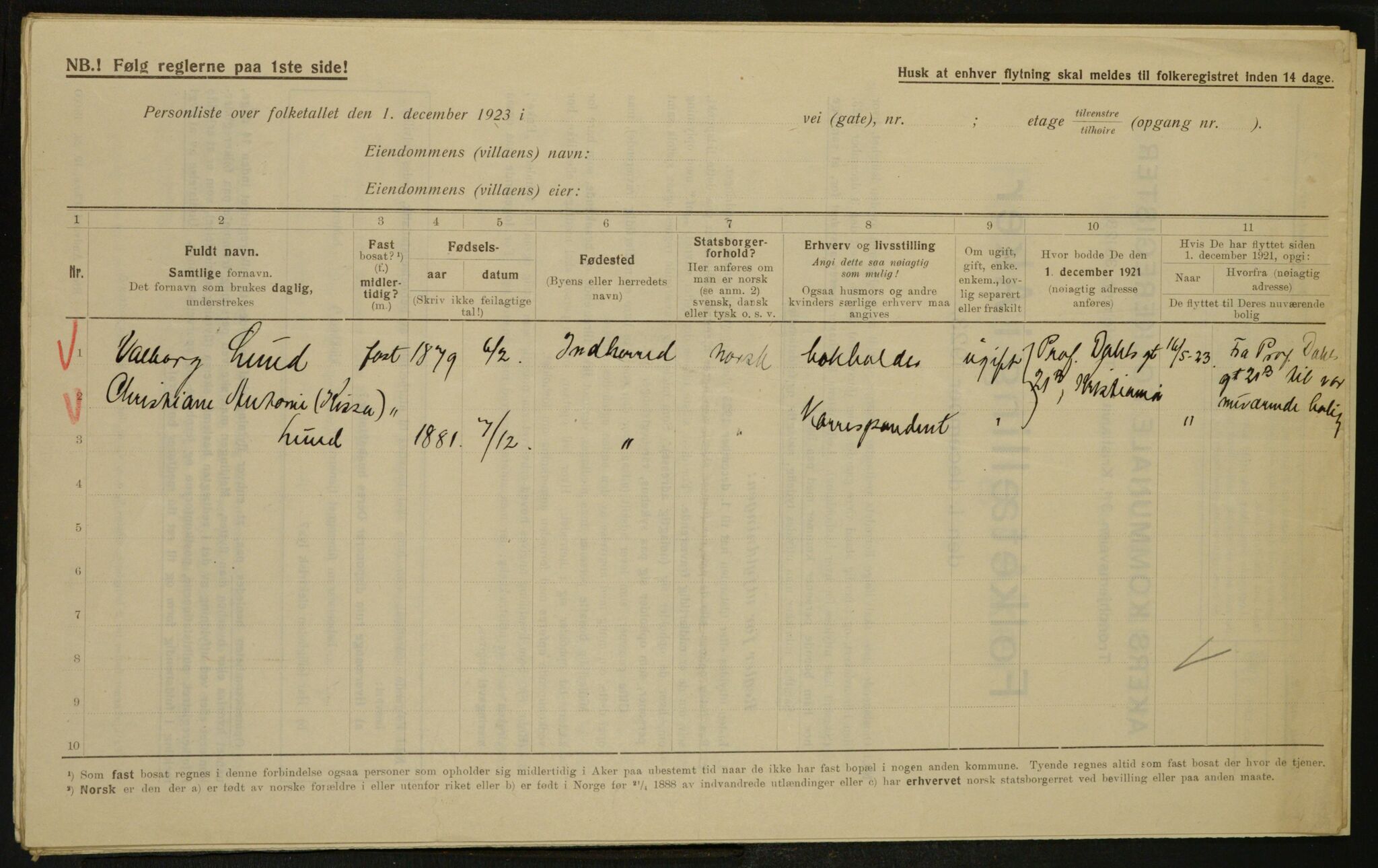 , Municipal Census 1923 for Aker, 1923, p. 4867