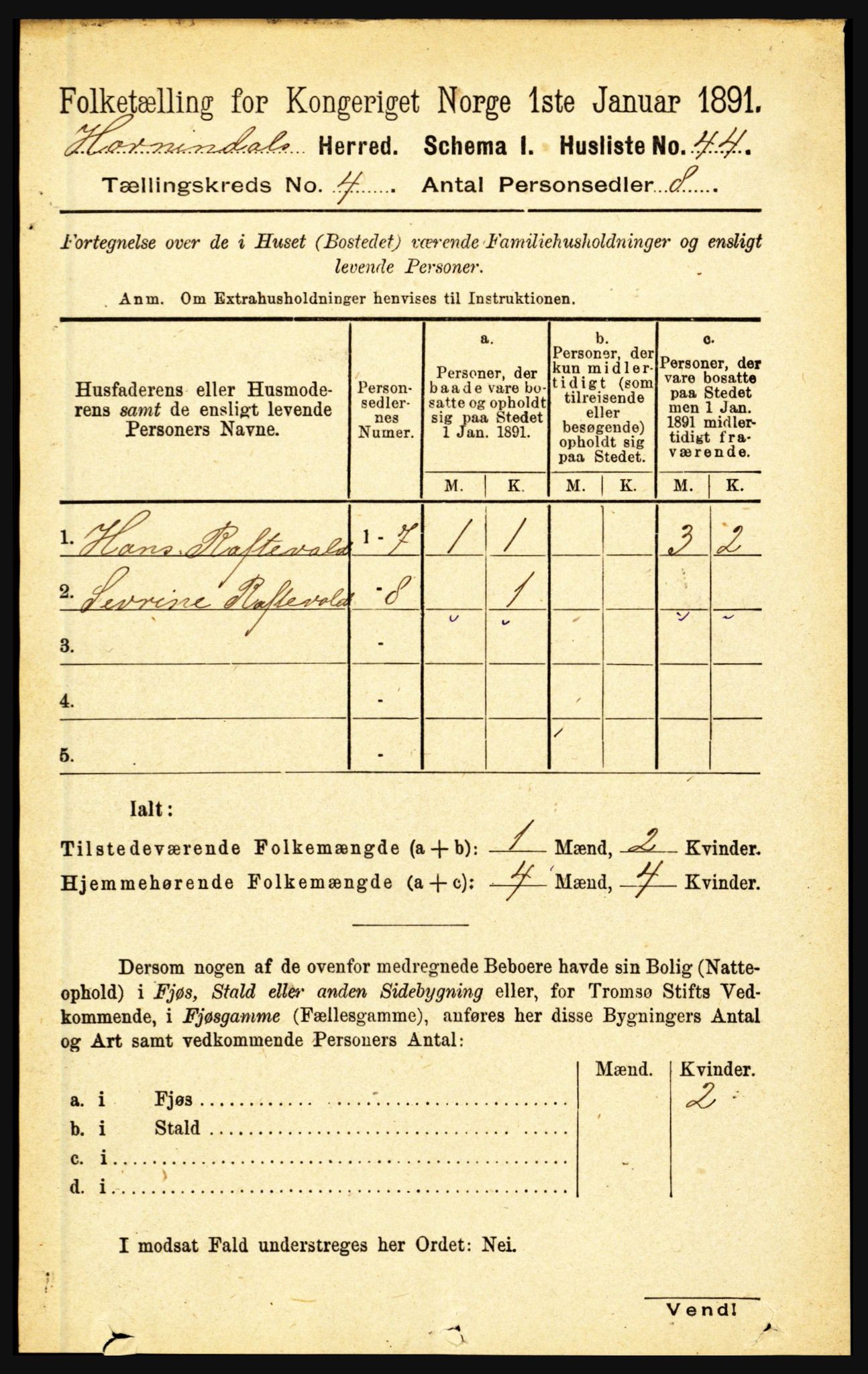 RA, 1891 census for 1444 Hornindal, 1891, p. 859