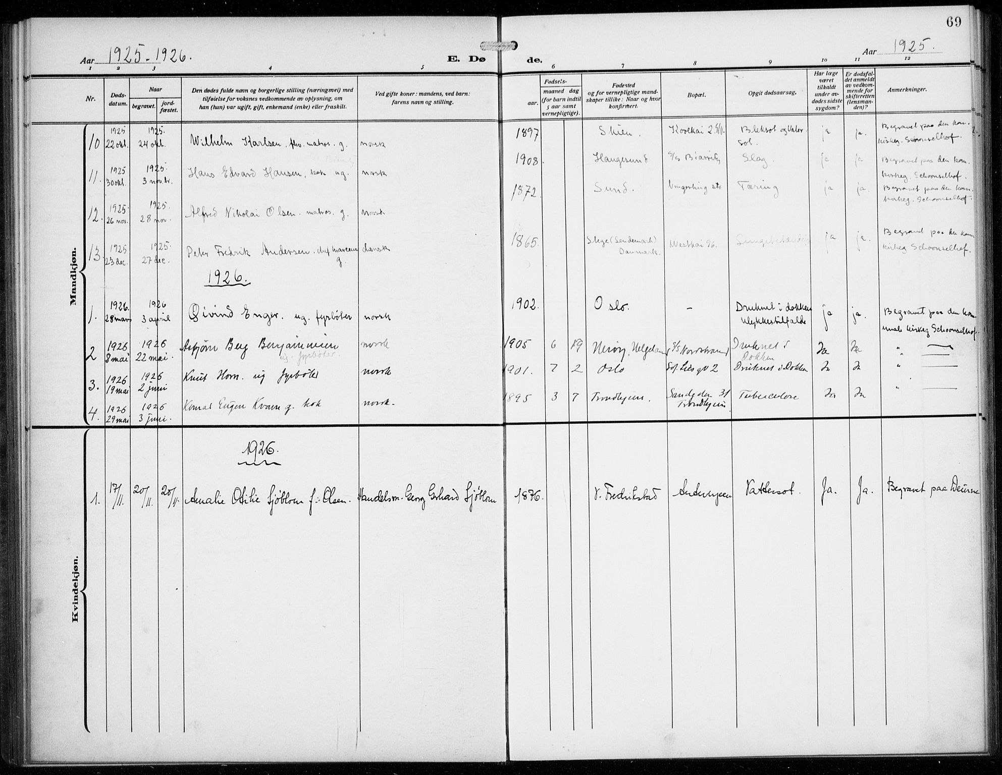 Den norske sjømannsmisjon i utlandet/Antwerpen, SAB/SAB/PA-0105/H/Ha/L0003: Parish register (official) no. A 3, 1914-1930, p. 69