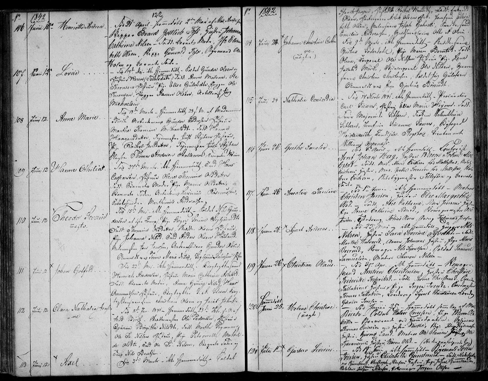 Kristiansand domprosti, SAK/1112-0006/F/Fb/L0009: Parish register (copy) no. B 9, 1838-1843, p. 122-123