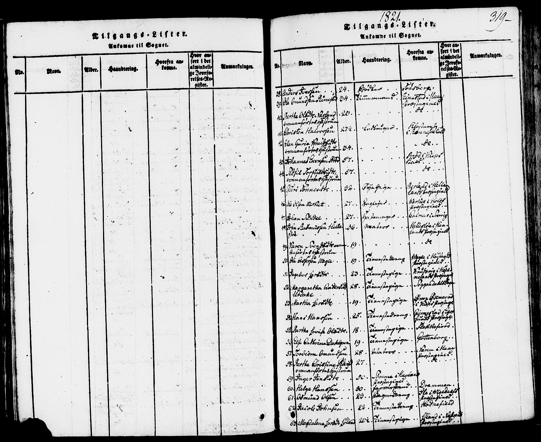 Domkirken sokneprestkontor, AV/SAST-A-101812/001/30/30BB/L0008: Parish register (copy) no. B 8, 1816-1821, p. 319