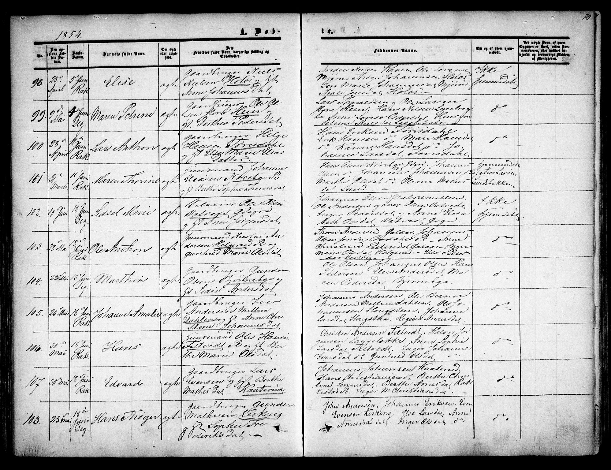 Rakkestad prestekontor Kirkebøker, SAO/A-2008/F/Fa/L0009: Parish register (official) no. I 9, 1850-1856, p. 79