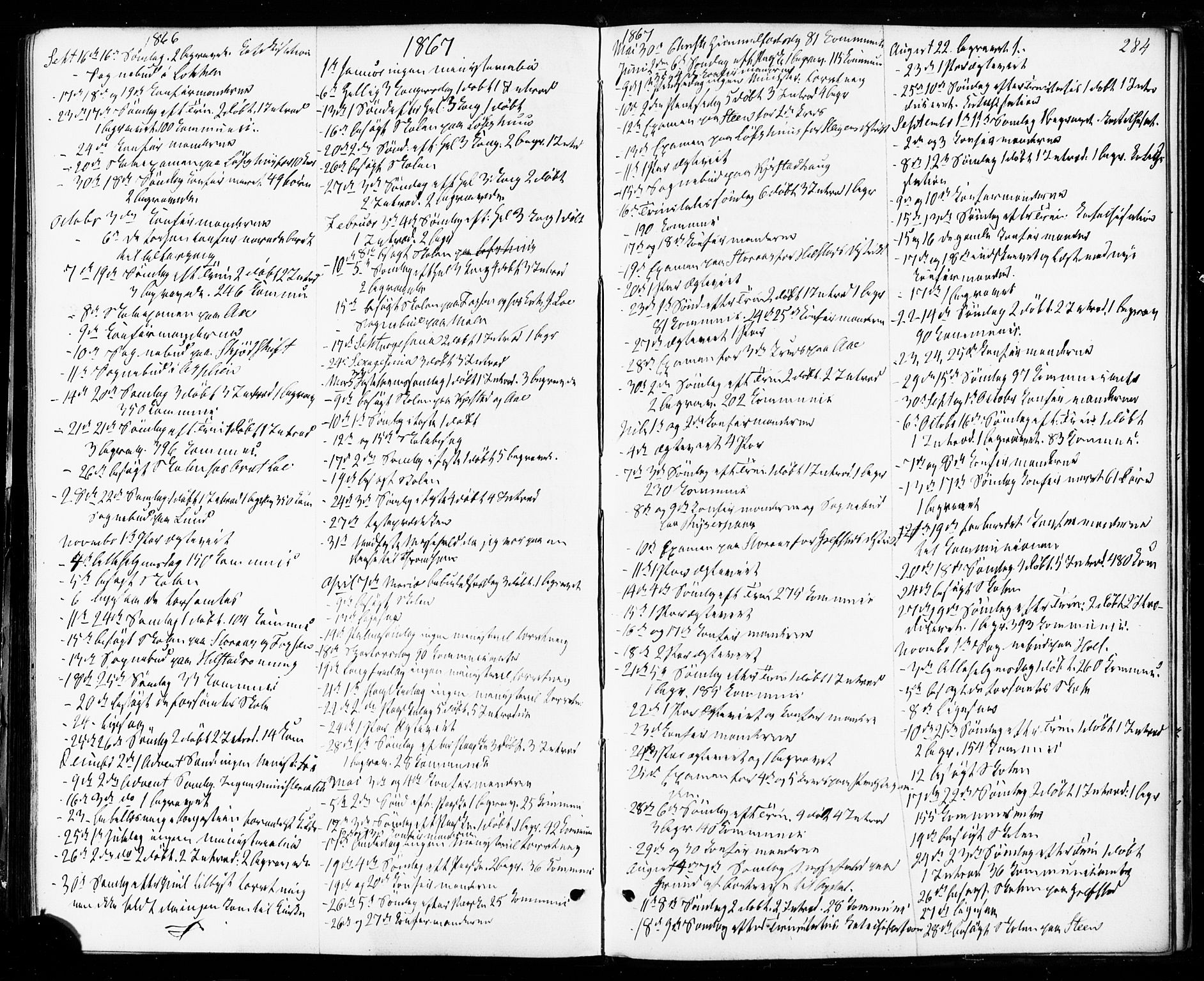 Ministerialprotokoller, klokkerbøker og fødselsregistre - Sør-Trøndelag, SAT/A-1456/672/L0856: Parish register (official) no. 672A08, 1861-1881, p. 284