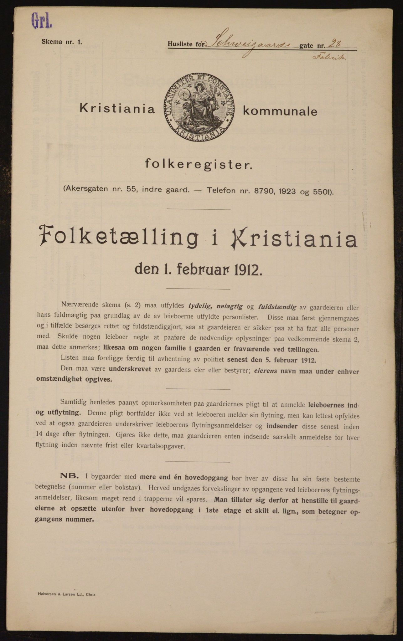 OBA, Municipal Census 1912 for Kristiania, 1912, p. 91019