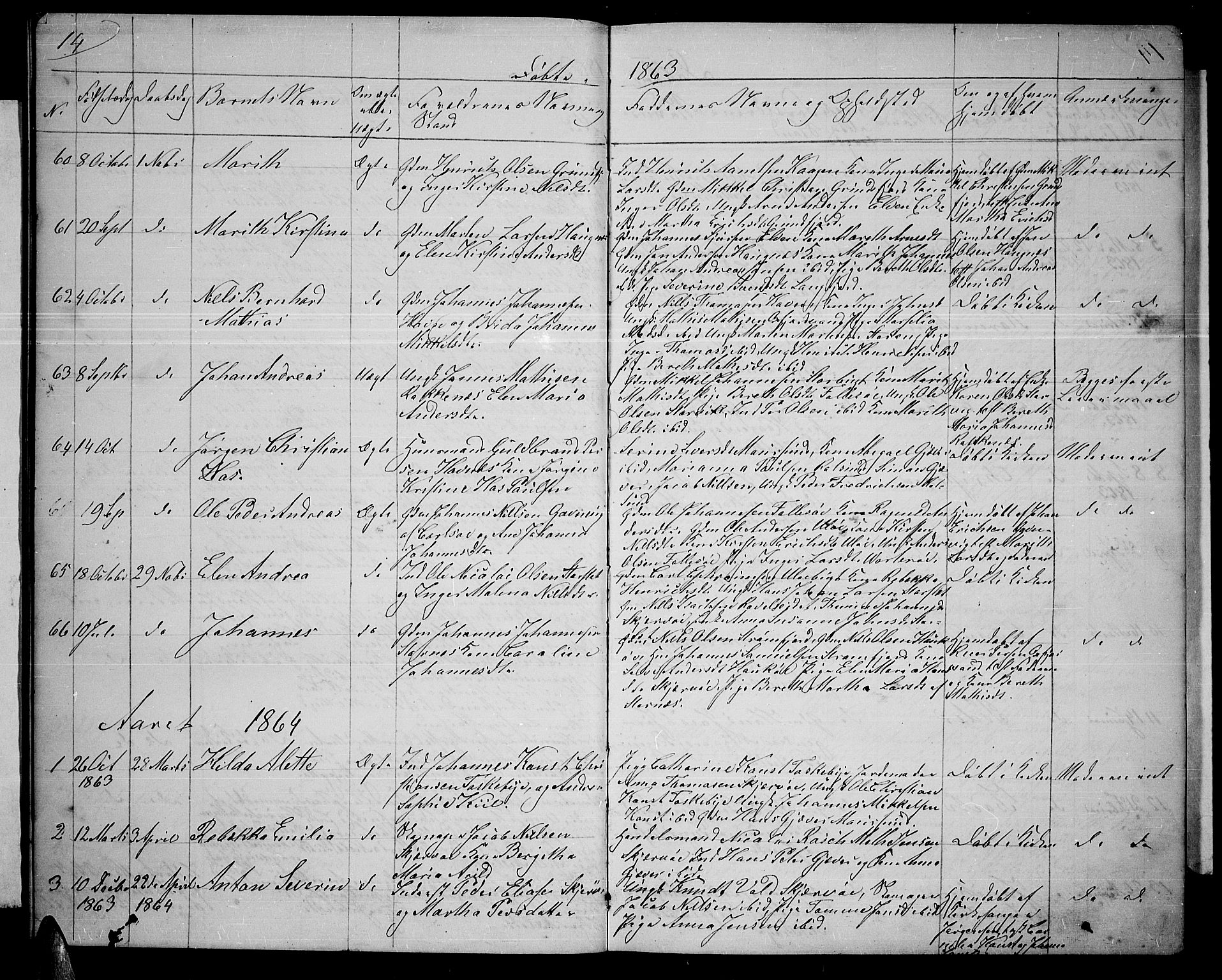 Skjervøy sokneprestkontor, AV/SATØ-S-1300/H/Ha/Hab/L0004klokker: Parish register (copy) no. 4, 1862-1870, p. 14