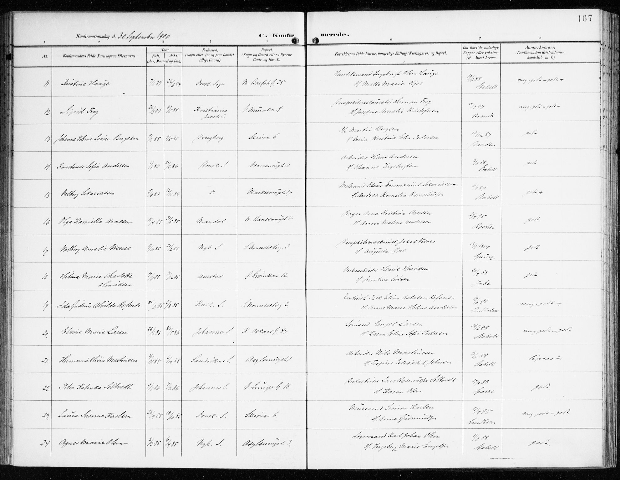 Domkirken sokneprestembete, AV/SAB-A-74801/H/Haa/L0031: Parish register (official) no. C 6, 1898-1915, p. 167