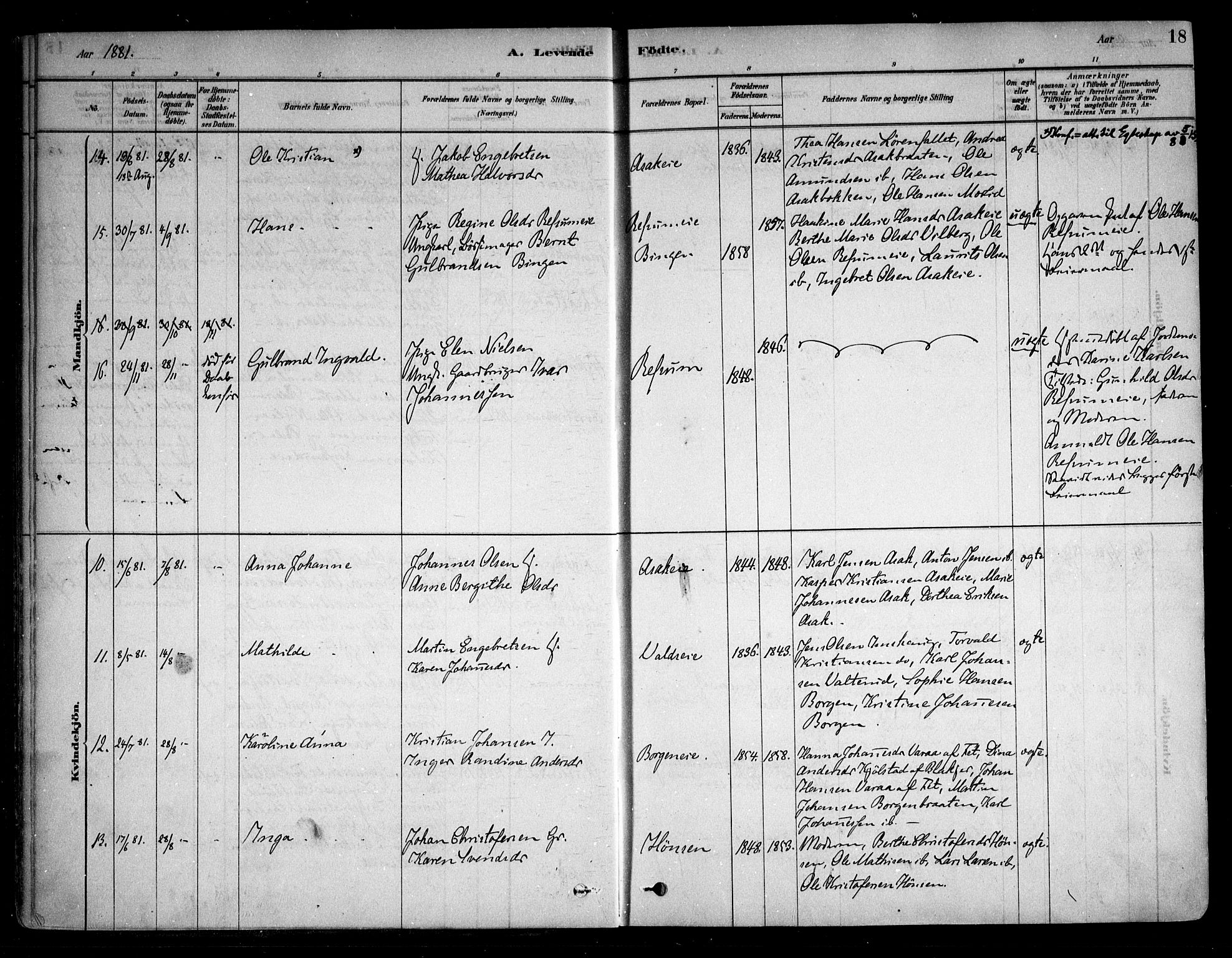 Sørum prestekontor Kirkebøker, AV/SAO-A-10303/F/Fa/L0007: Parish register (official) no. I 7, 1878-1914, p. 18