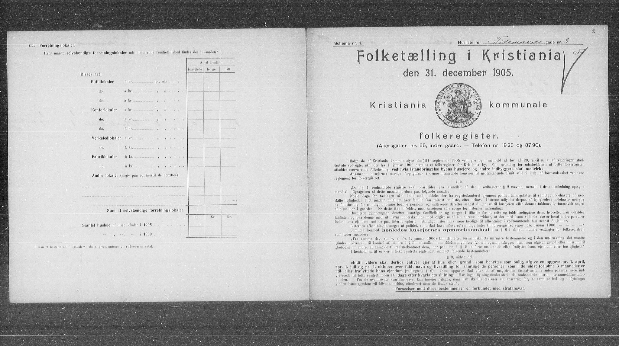 OBA, Municipal Census 1905 for Kristiania, 1905, p. 58330