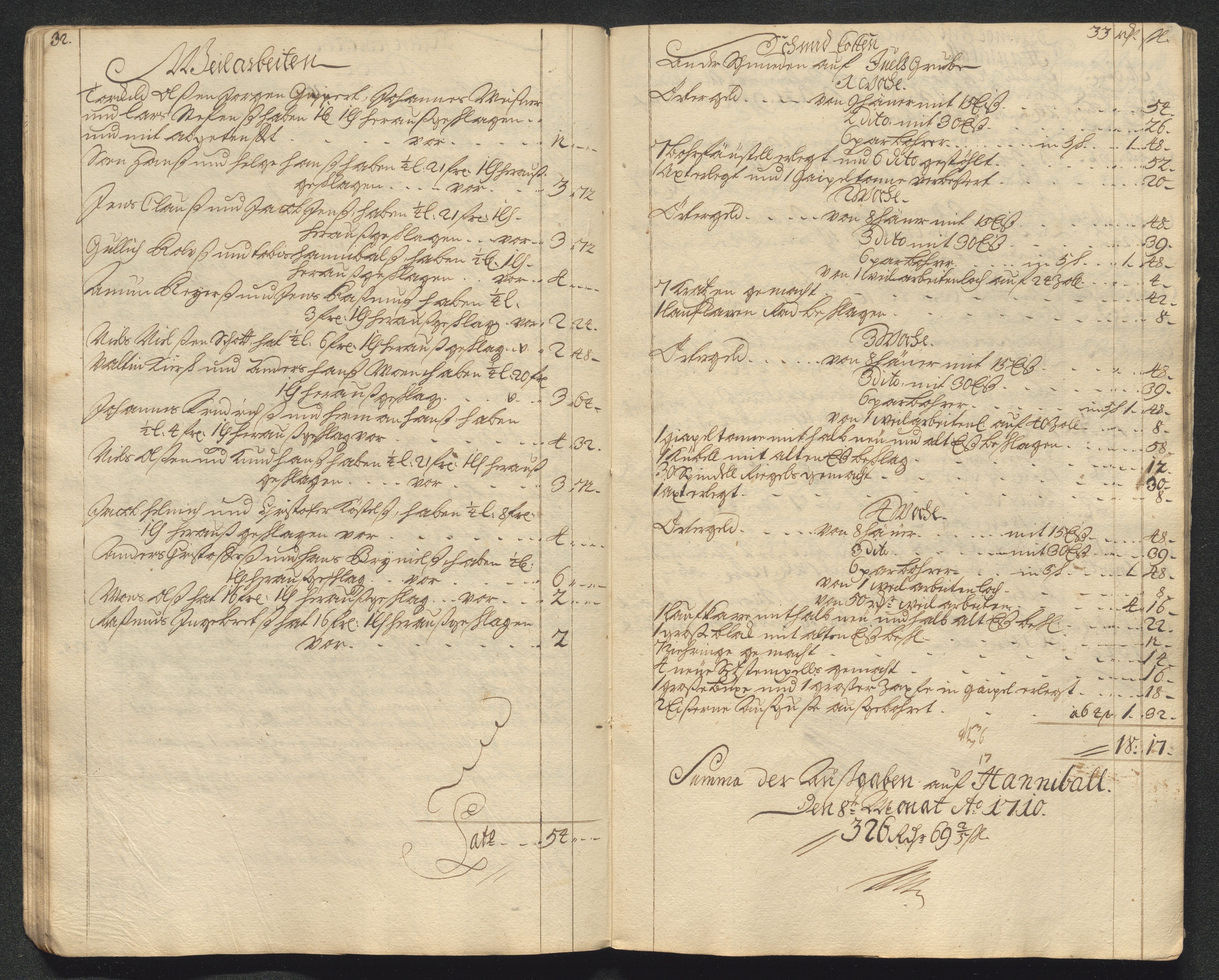 Kongsberg Sølvverk 1623-1816, AV/SAKO-EA-3135/001/D/Dc/Dcd/L0099: Utgiftsregnskap for gruver m.m., 1710, p. 345