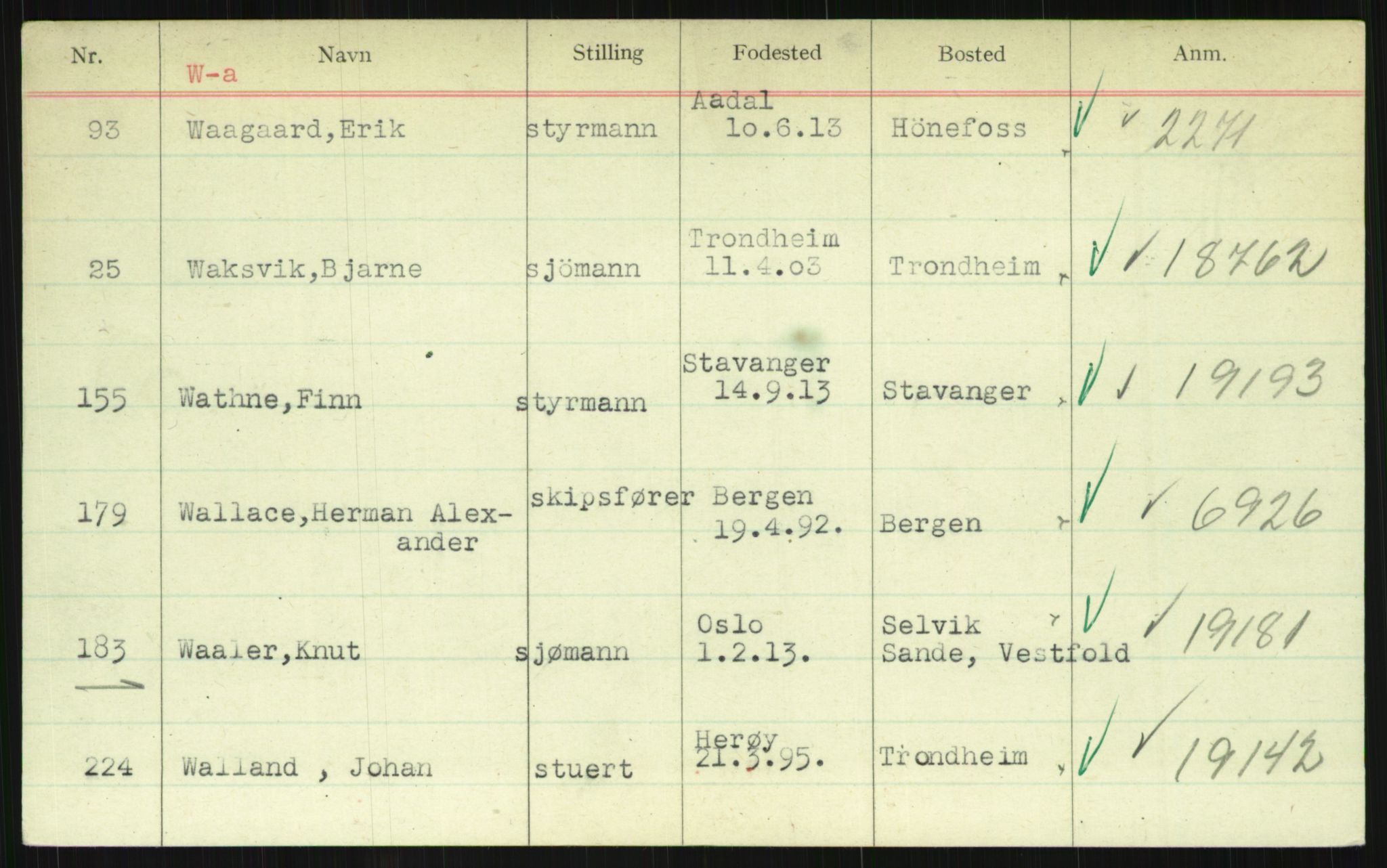 Direktoratet for sjømenn, AV/RA-S-3545/G/Gi/L0003: Kartotek over krigsdekorasjoner tildelt under krigen til nordmenn, 1940-1945, p. 1015