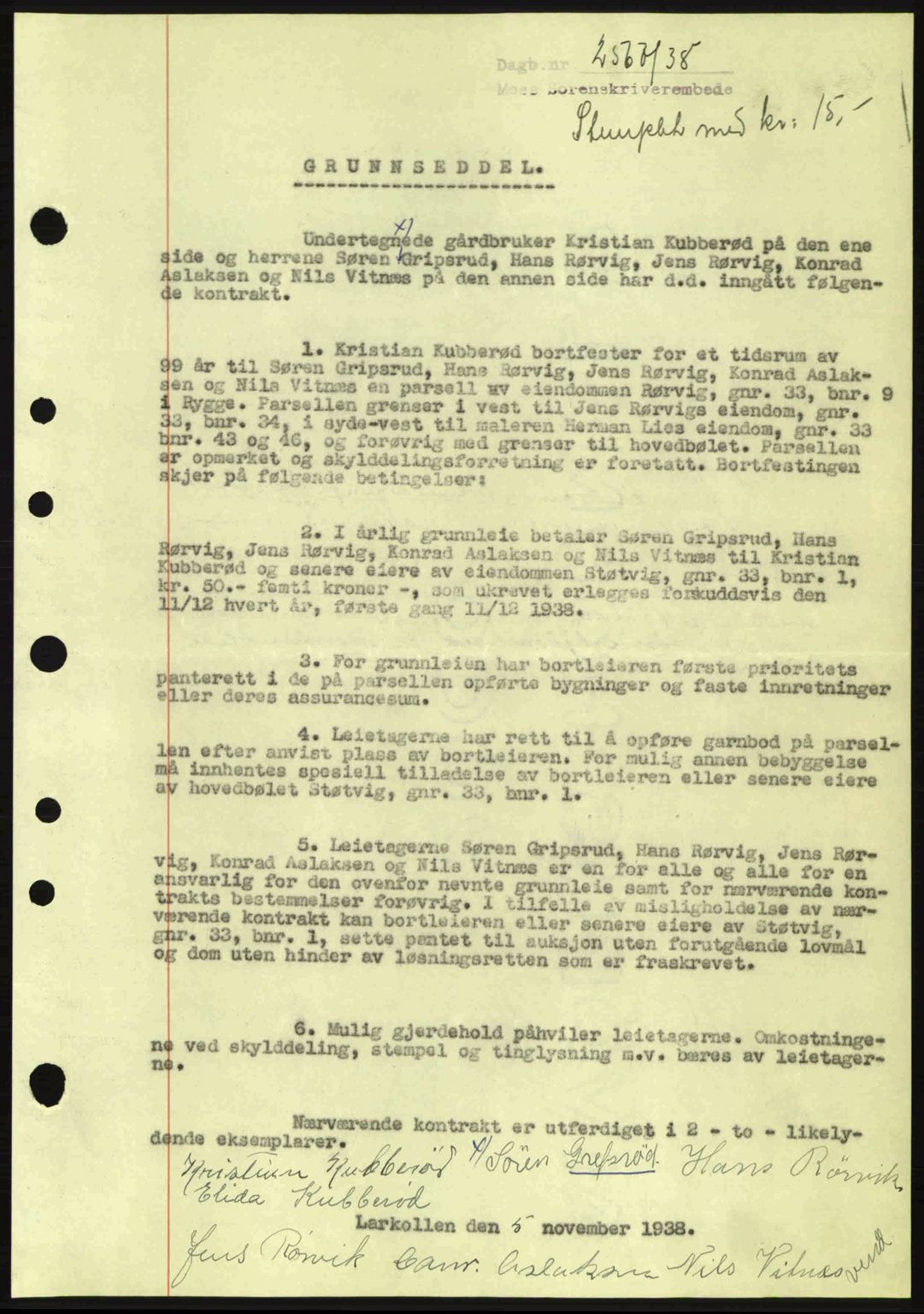 Moss sorenskriveri, SAO/A-10168: Mortgage book no. A5, 1938-1939, Diary no: : 2567/1938