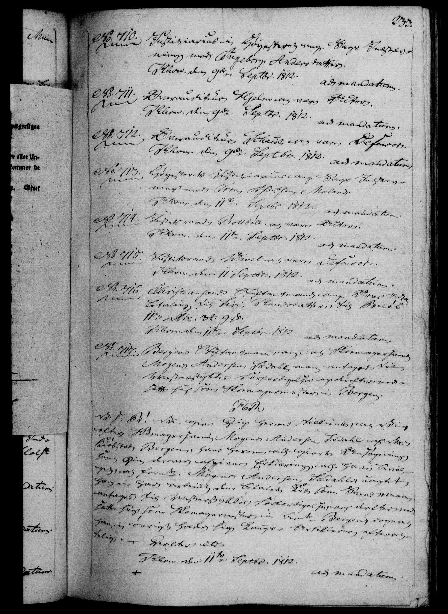 Danske Kanselli 1800-1814, AV/RA-EA-3024/H/Hf/Hfb/Hfba/L0005: Registranter, 1811-1814, p. 233a