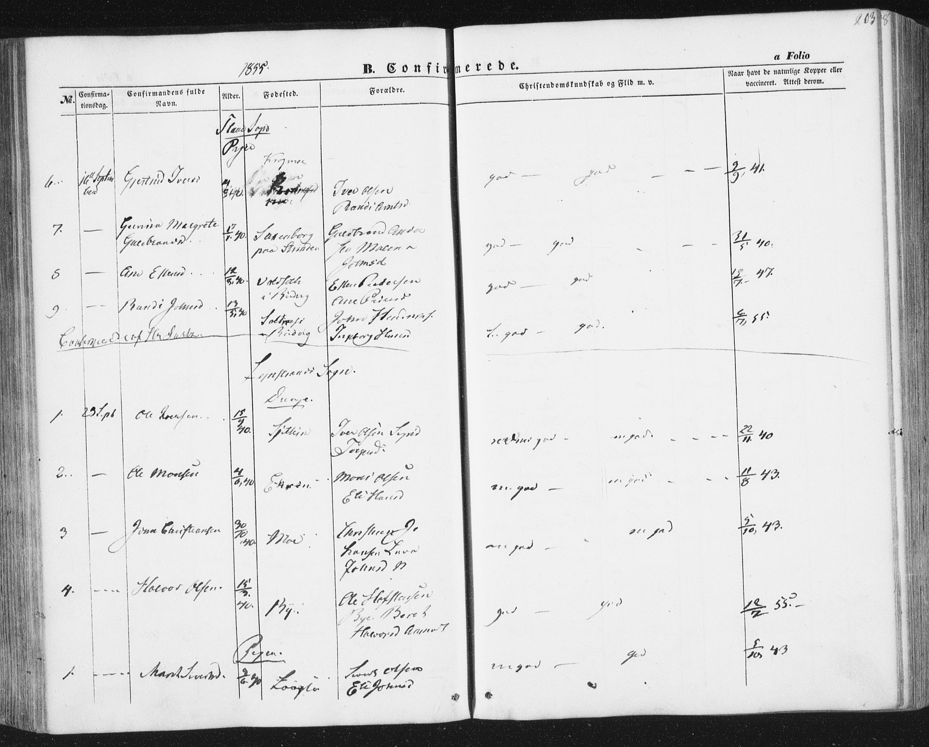 Ministerialprotokoller, klokkerbøker og fødselsregistre - Sør-Trøndelag, SAT/A-1456/691/L1076: Parish register (official) no. 691A08, 1852-1861, p. 203