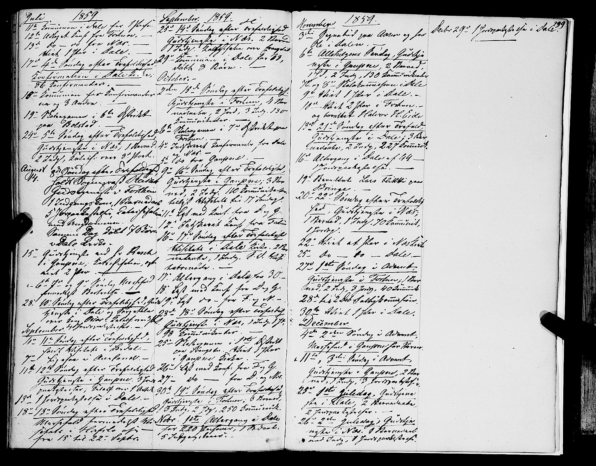 Luster sokneprestembete, AV/SAB-A-81101/H/Haa/Haaa/L0007: Parish register (official) no. A 7, 1849-1859, p. 299