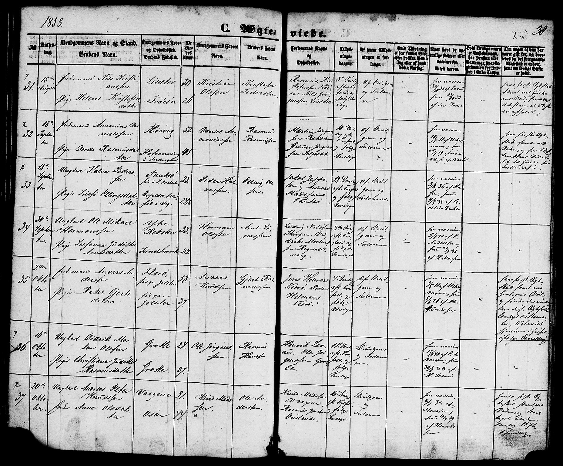 Kinn sokneprestembete, SAB/A-80801/H/Haa/Haaa/L0010: Parish register (official) no. A 10, 1852-1869, p. 38