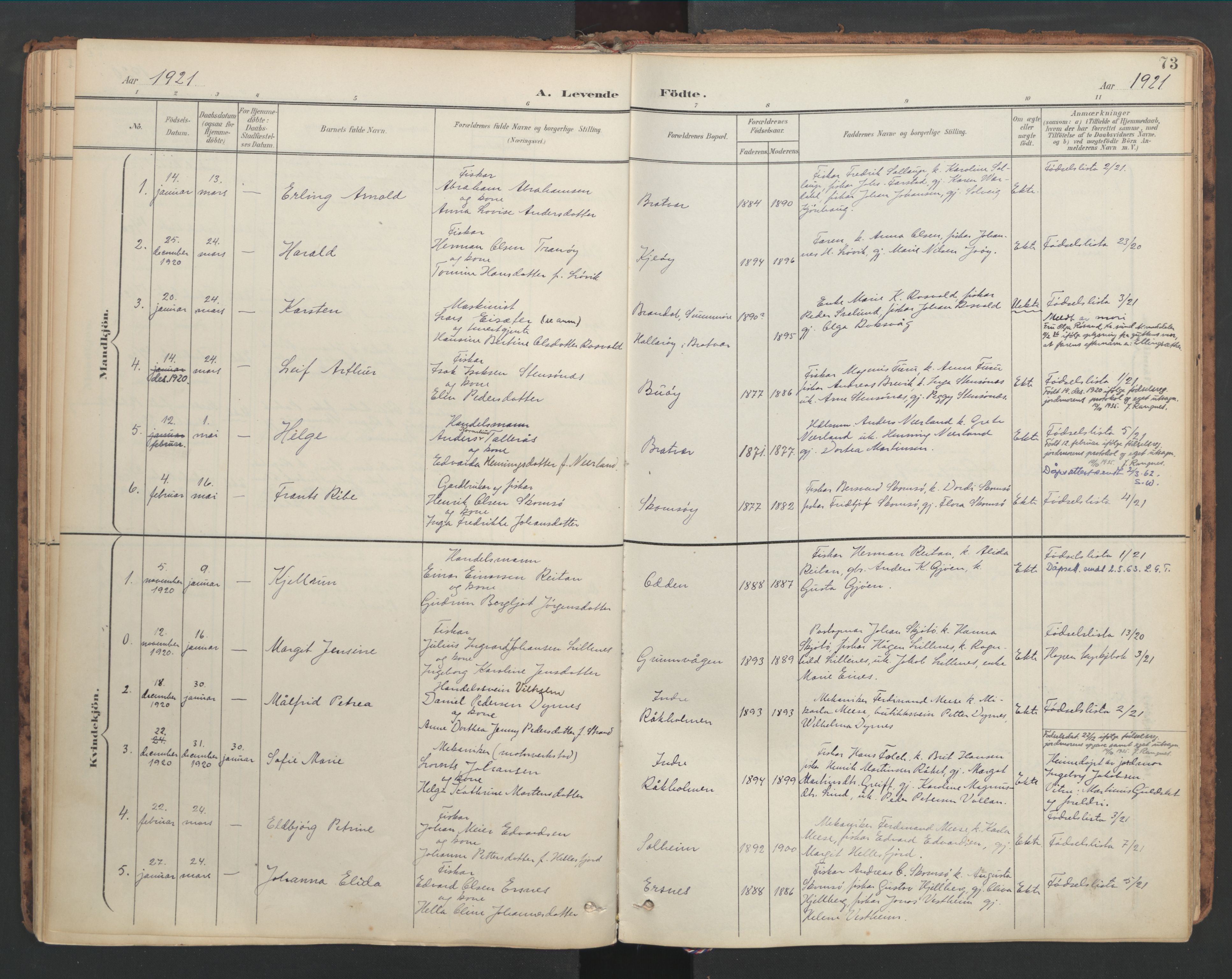 Ministerialprotokoller, klokkerbøker og fødselsregistre - Møre og Romsdal, AV/SAT-A-1454/582/L0948: Parish register (official) no. 582A02, 1901-1922, p. 73
