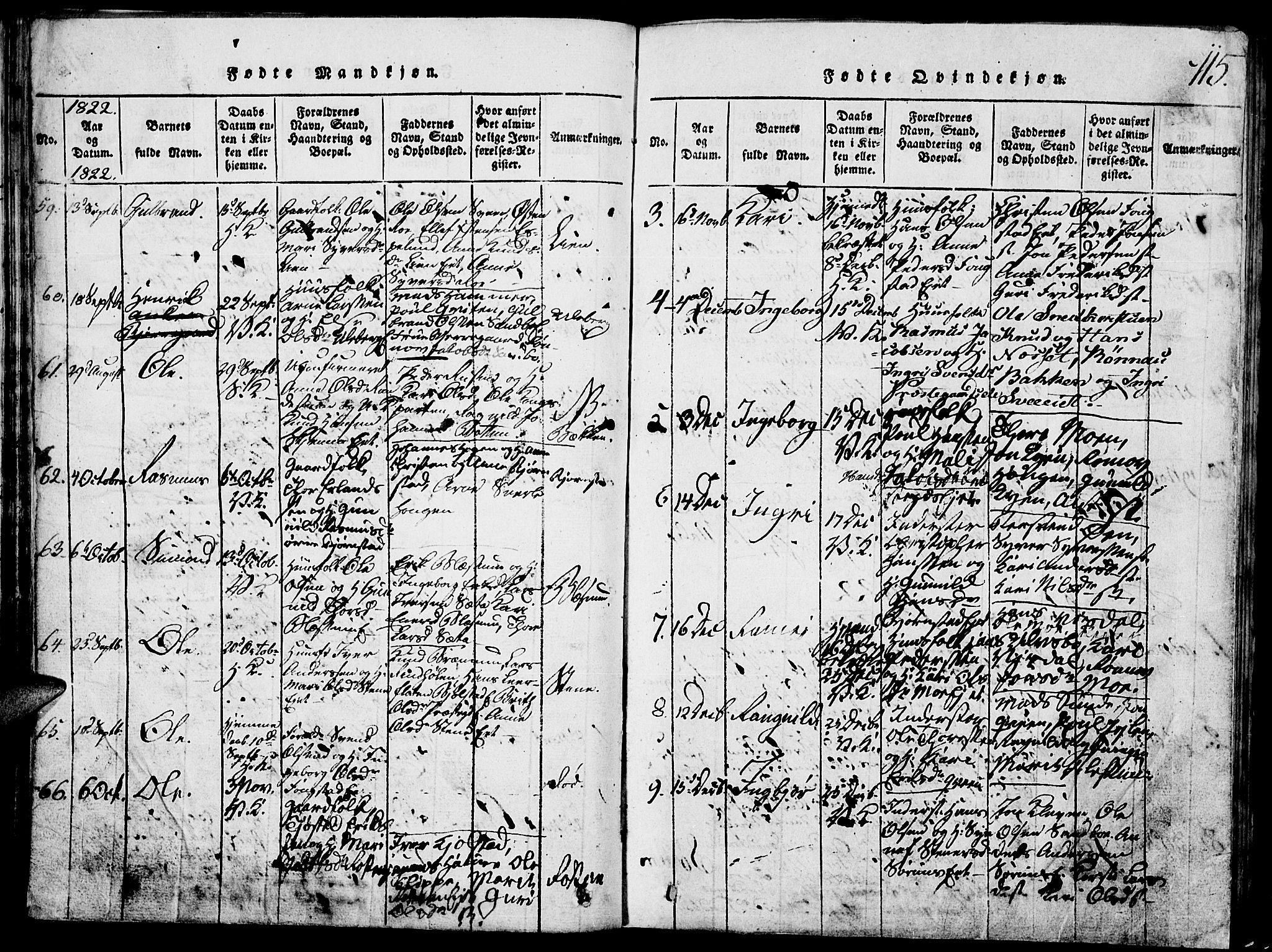 Vågå prestekontor, SAH/PREST-076/H/Ha/Hab/L0001: Parish register (copy) no. 1, 1815-1827, p. 114-115