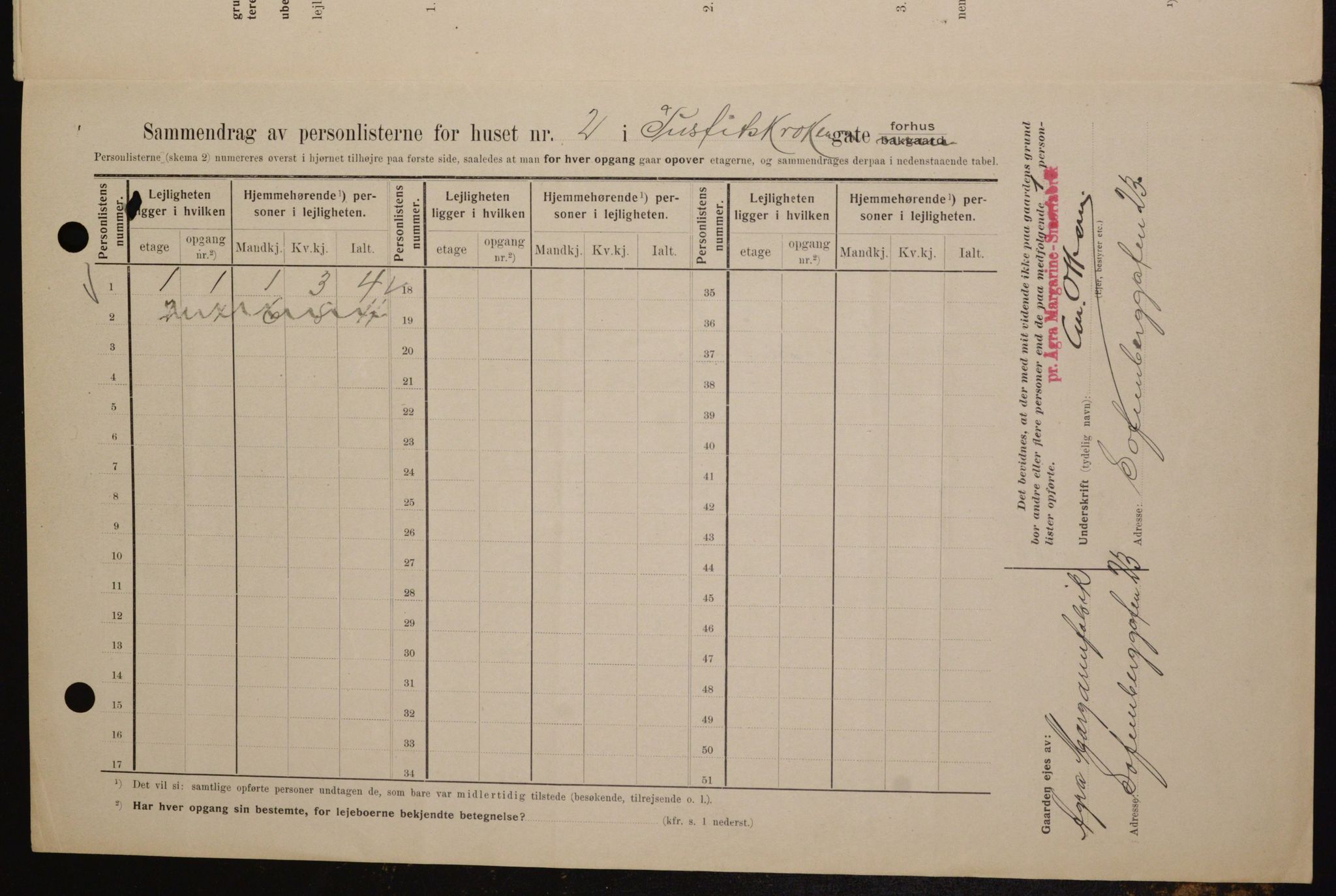 OBA, Municipal Census 1909 for Kristiania, 1909, p. 43535