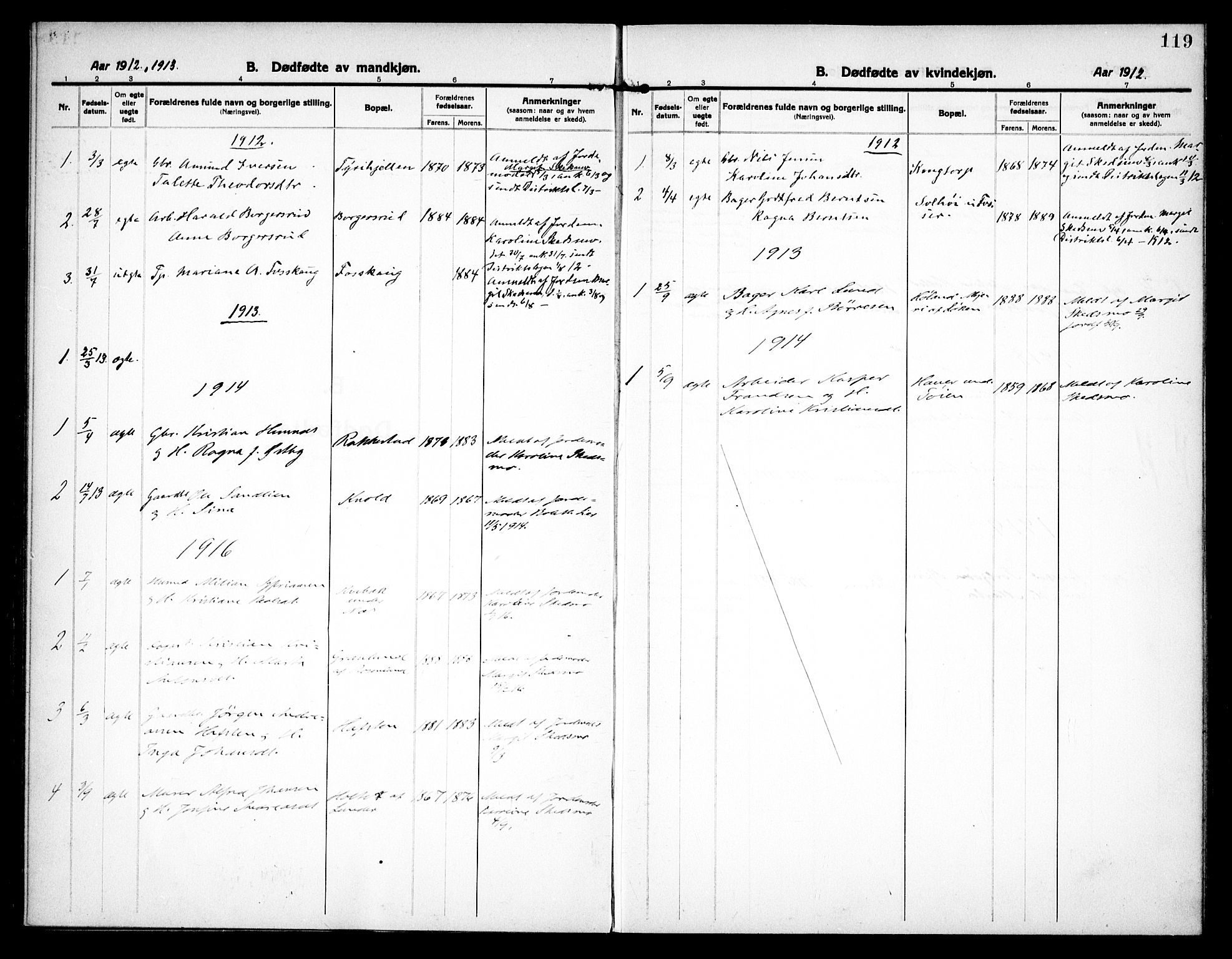 Høland prestekontor Kirkebøker, SAO/A-10346a/F/Fa/L0016: Parish register (official) no. I 16, 1912-1921, p. 119