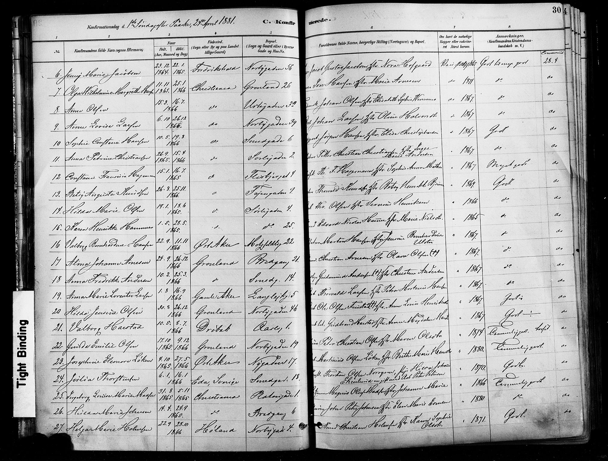 Grønland prestekontor Kirkebøker, AV/SAO-A-10848/F/Fa/L0008: Parish register (official) no. 8, 1881-1893, p. 30