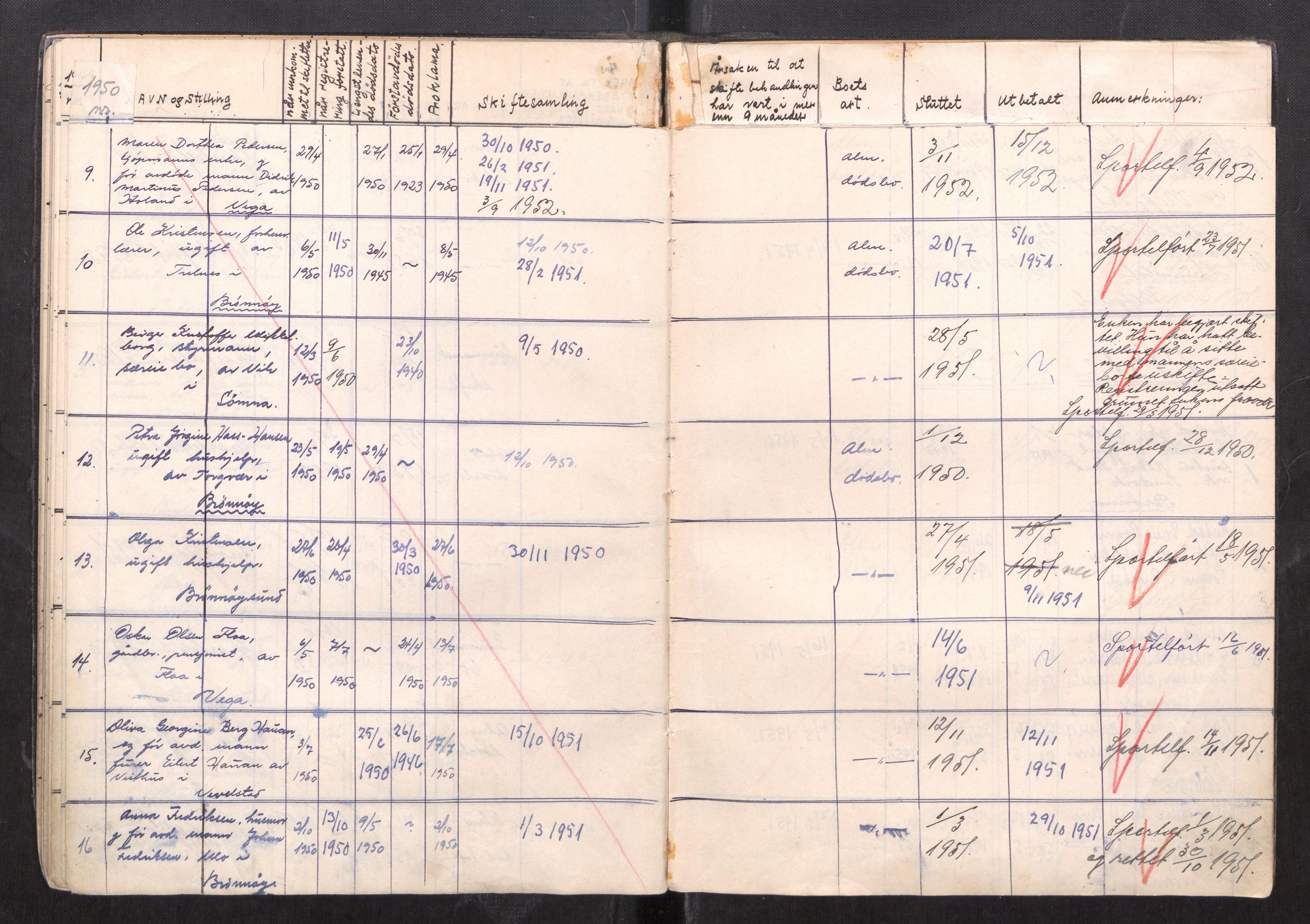 Brønnøy sorenskriveri, AV/SAT-A-4170/1/3/3Ca/L0003: Skifteregister, 1939-1957