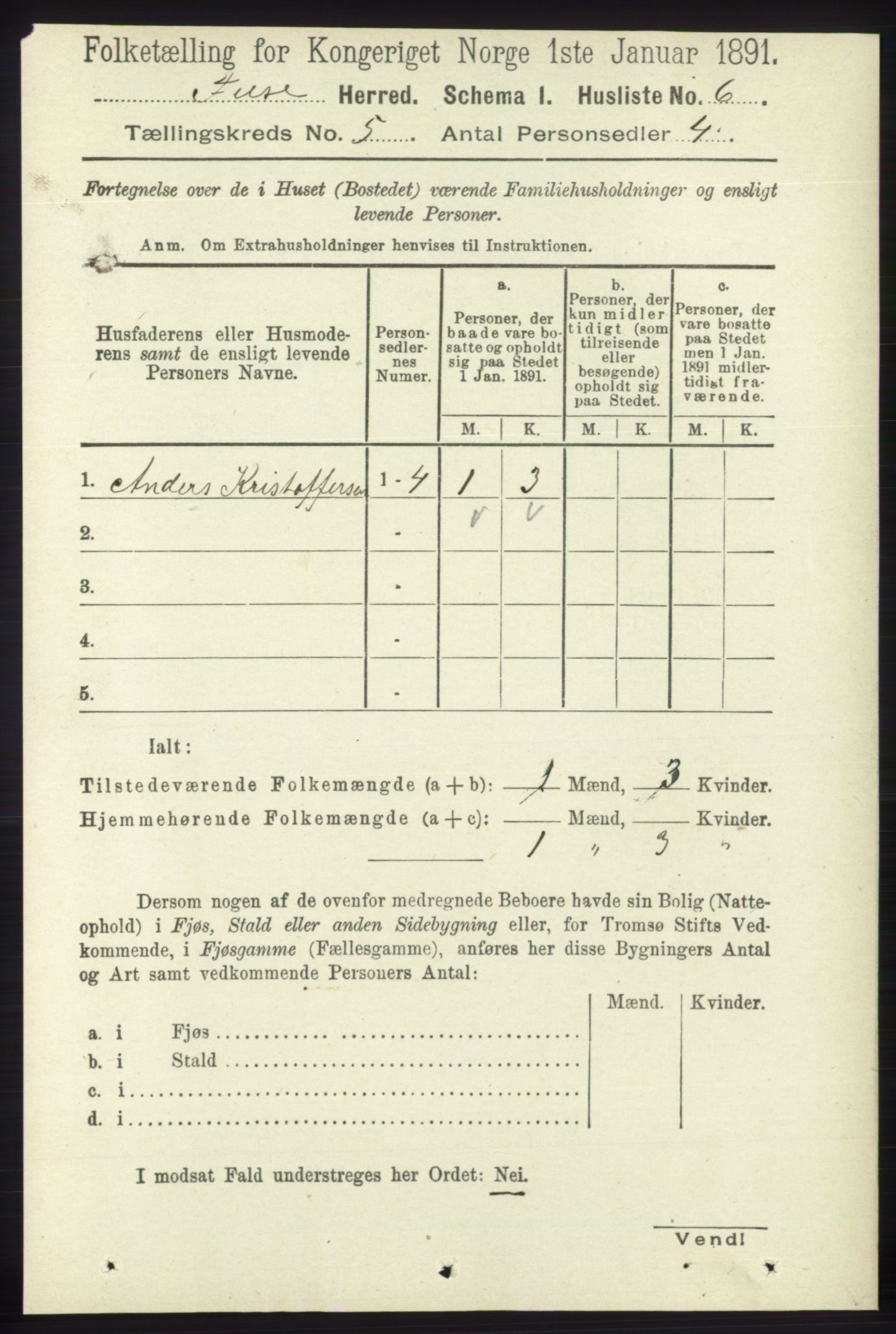 RA, 1891 census for 1241 Fusa, 1891, p. 865